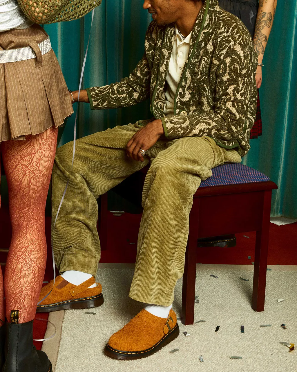 DR MARTENS Isham Faux Shearling Lined Suede Mules