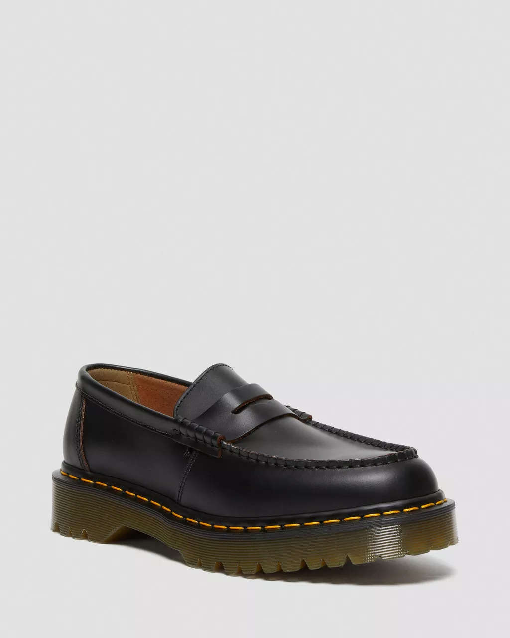 DR MARTENS Penton Bex Yellow Stitch Quilon Leather Loafers