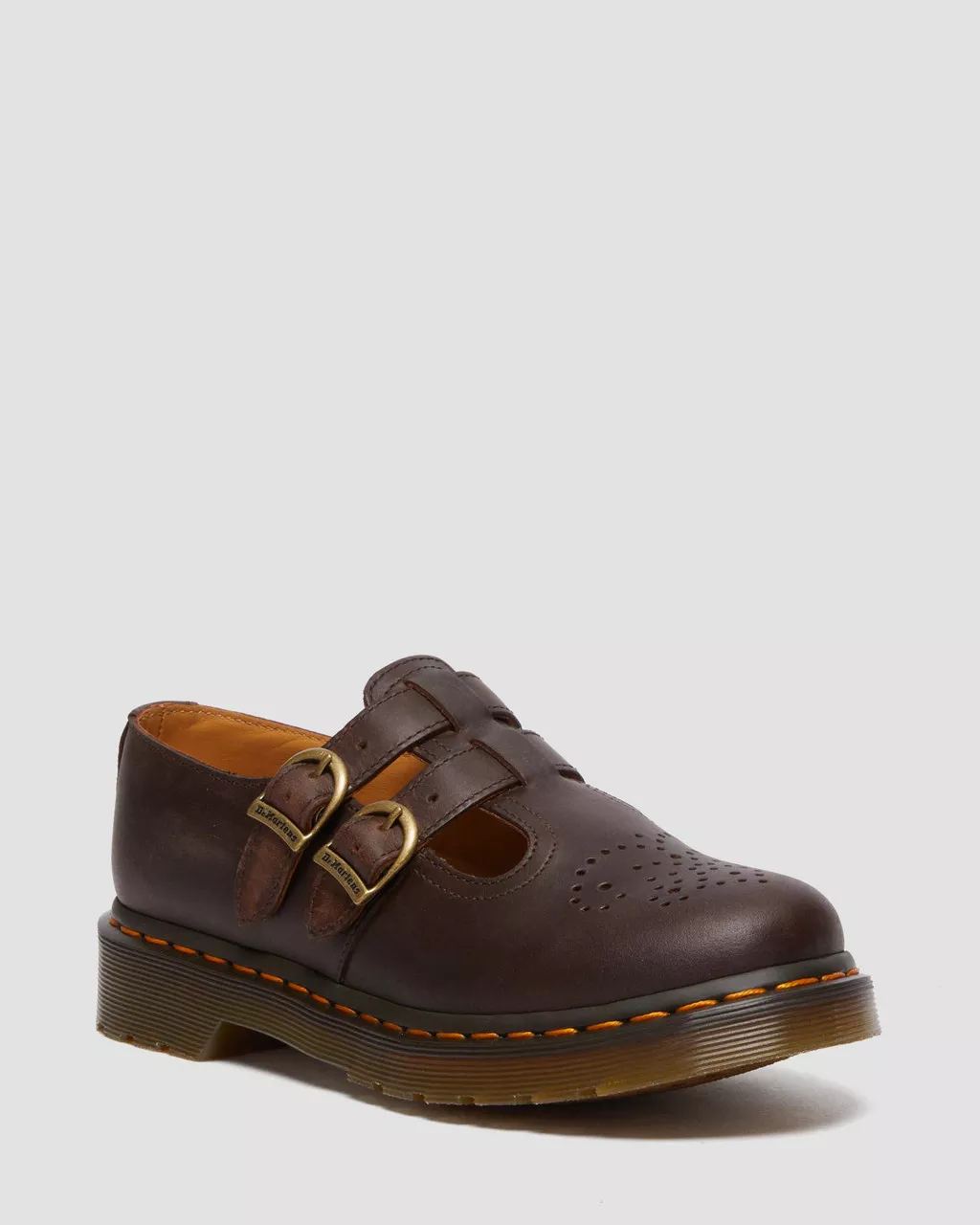 DR MARTENS 8065 Crazy Horse Leather Mary Jane Shoes