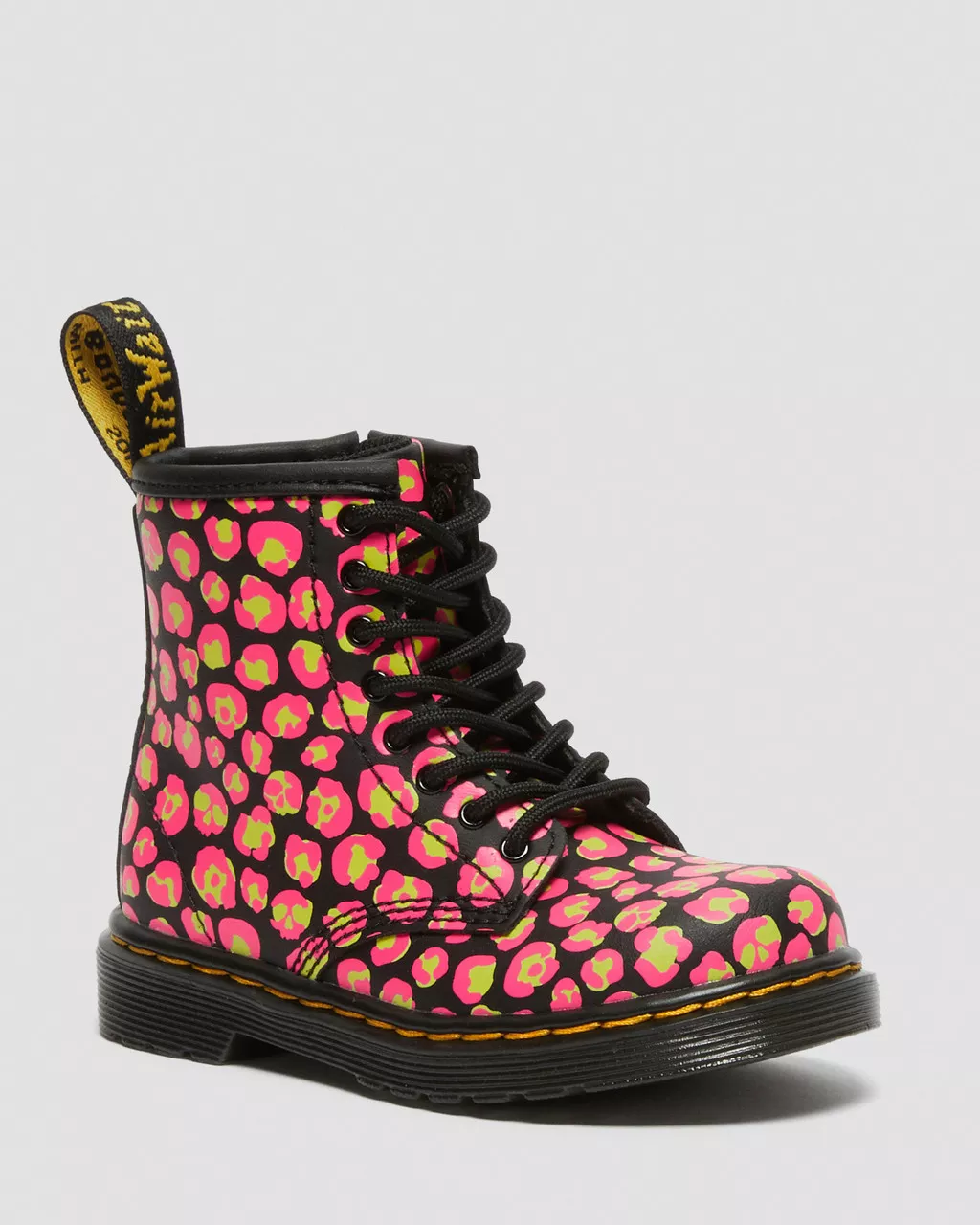 DR MARTENS Toddler 1460 Leopard Hydro Leather Lace Up Boots
