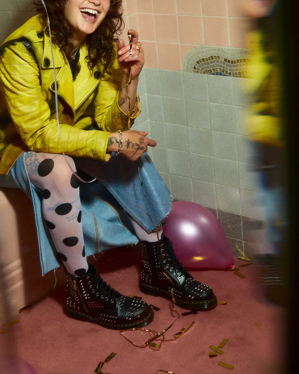 DR MARTENS 1460 Studded Zip Leather Boots