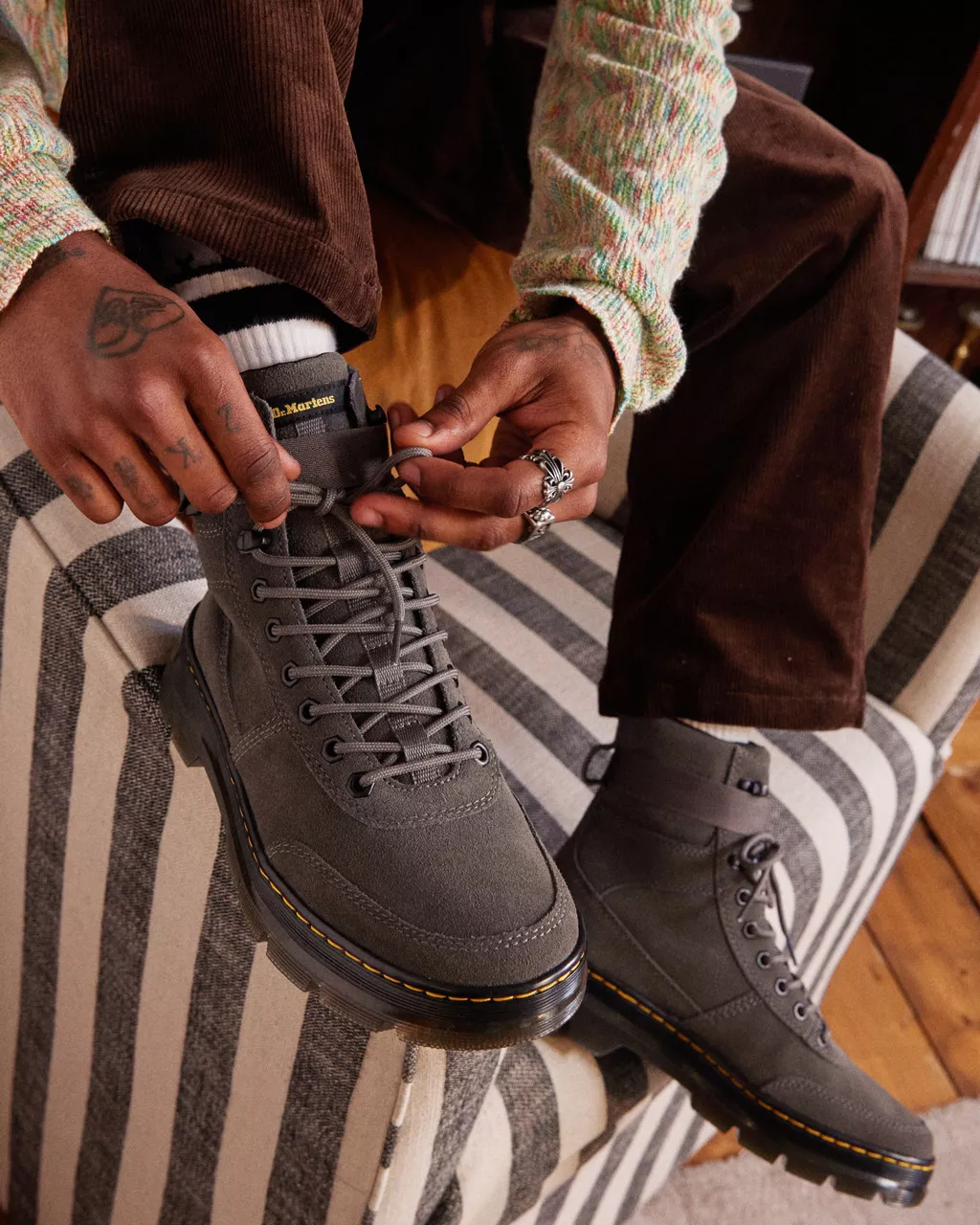 DR MARTENS Combs Tech Canvas & Suede Utility Boots