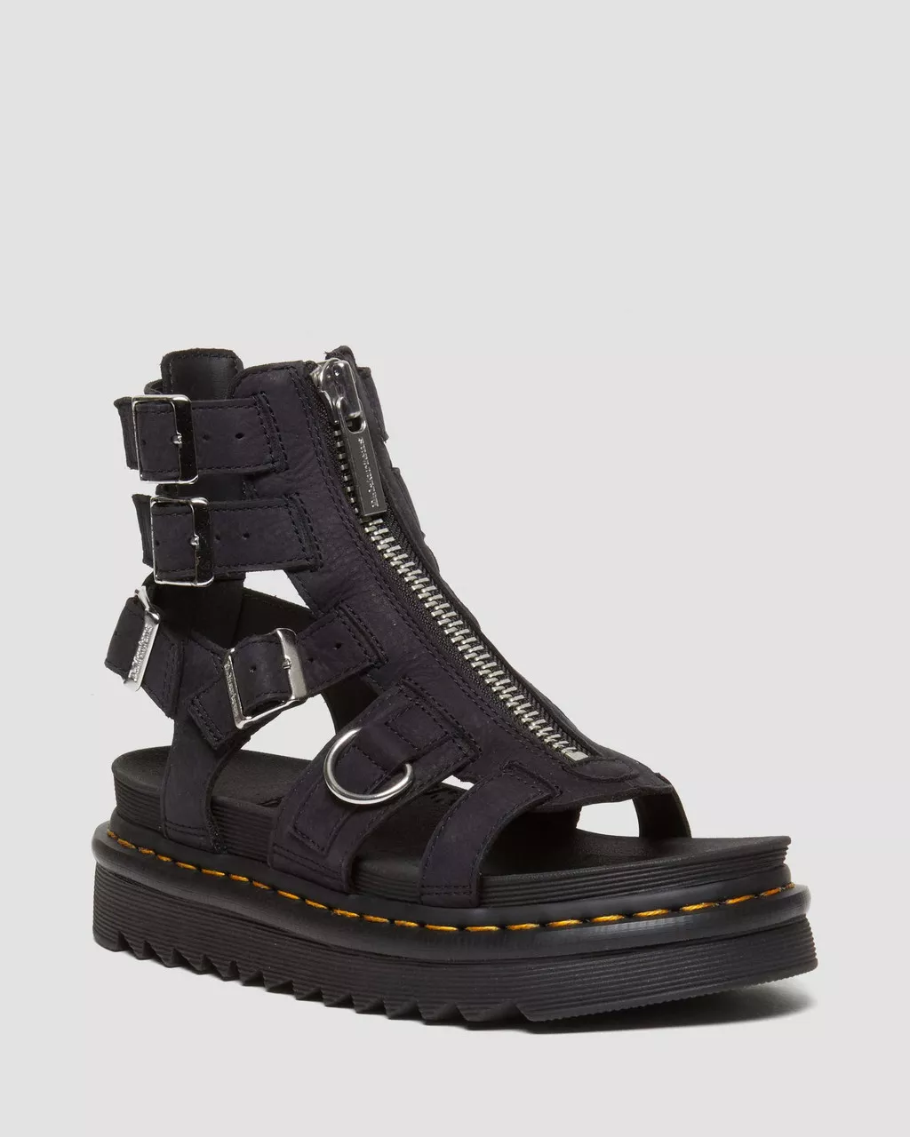 DR MARTENS Olson Tumbled Nubuck Leather Gladiator Zip Sandals