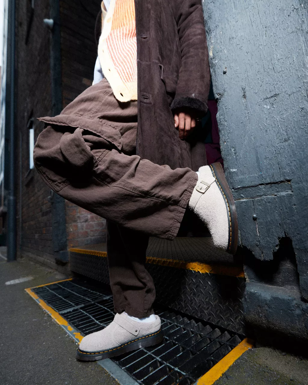 DR MARTENS Isham Faux Shearling Lined Suede Mules