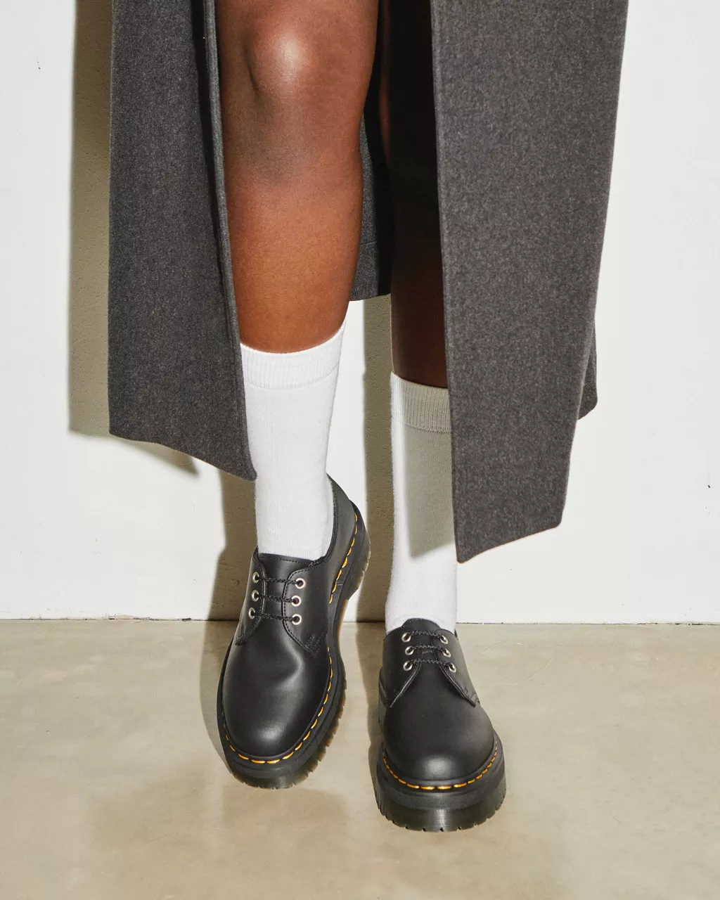 DR MARTENS 1461 Quad Reclaimed Leather Plaform Shoes