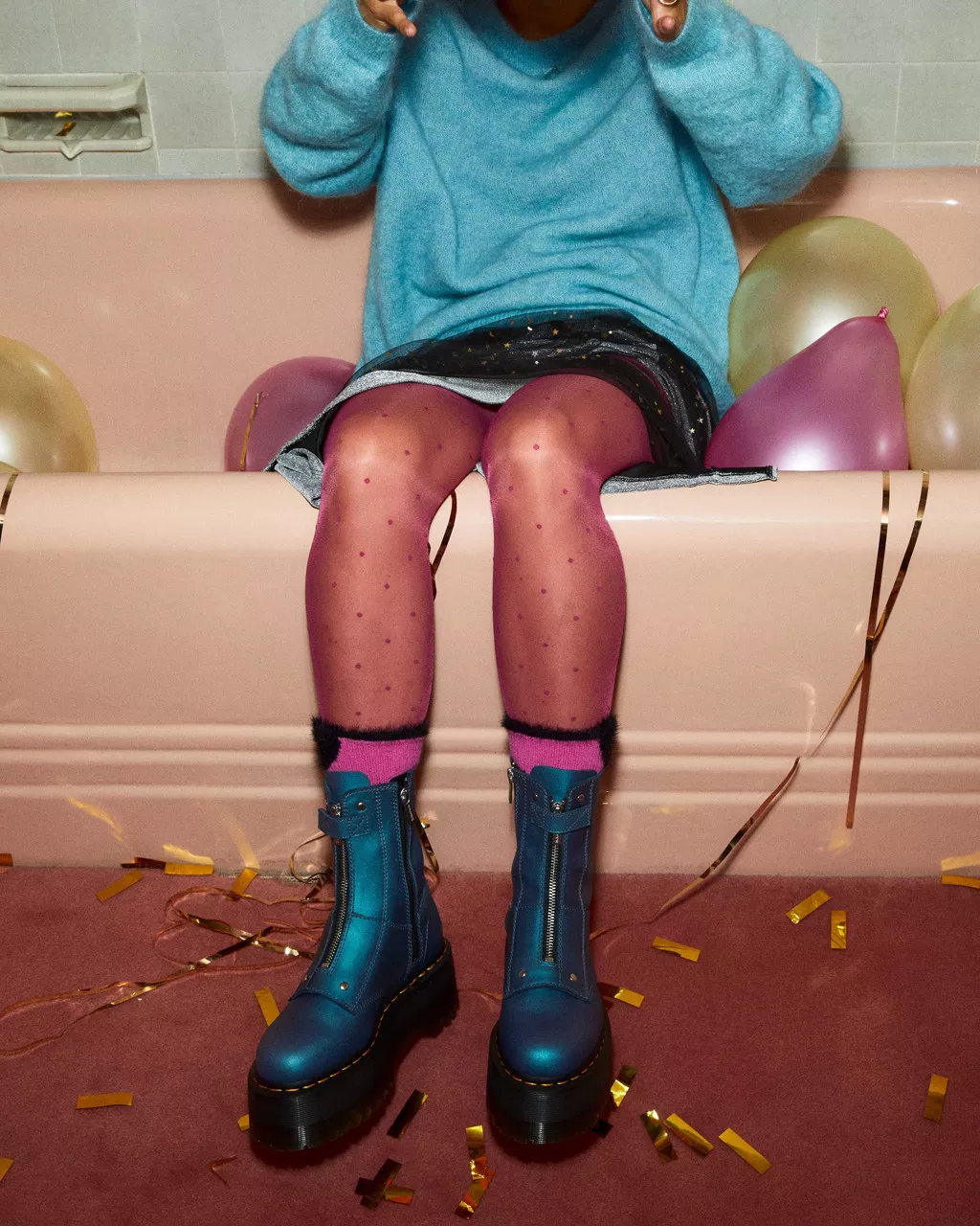 DR MARTENS Jetta Hi Max Metallic Leather Platform Boots