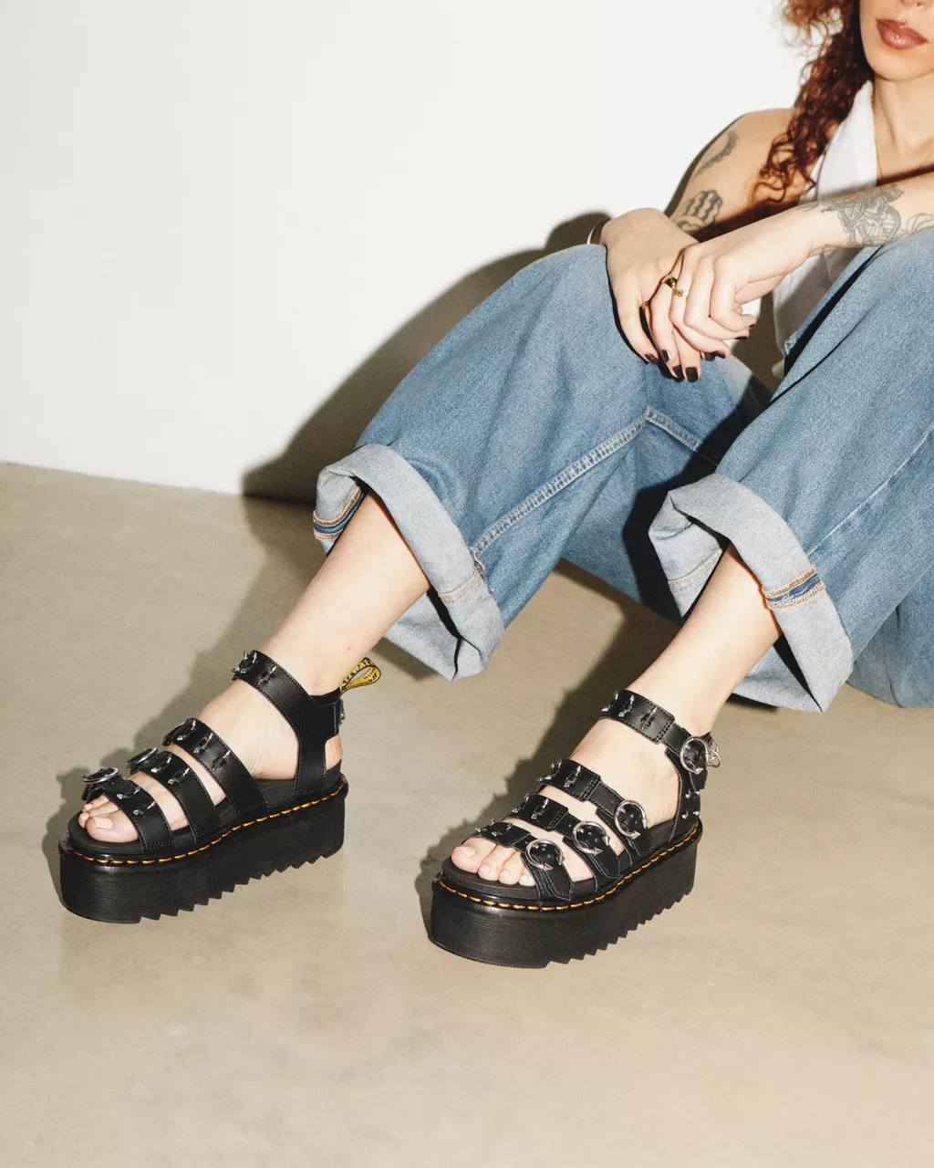 DR MARTENS Blaire Piercing Leather Platform Sandals