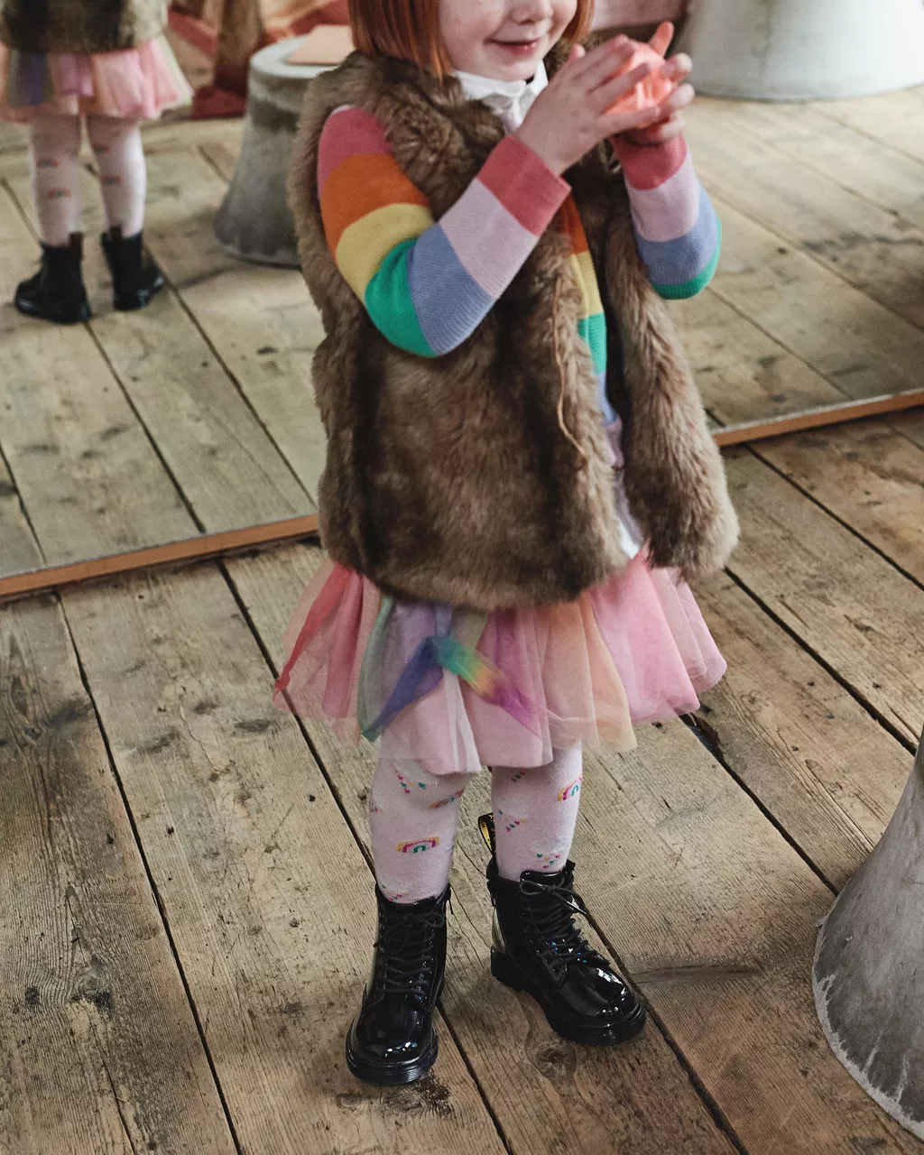 DR MARTENS Toddler 1460 Rainbow Leather Lace Up Boots