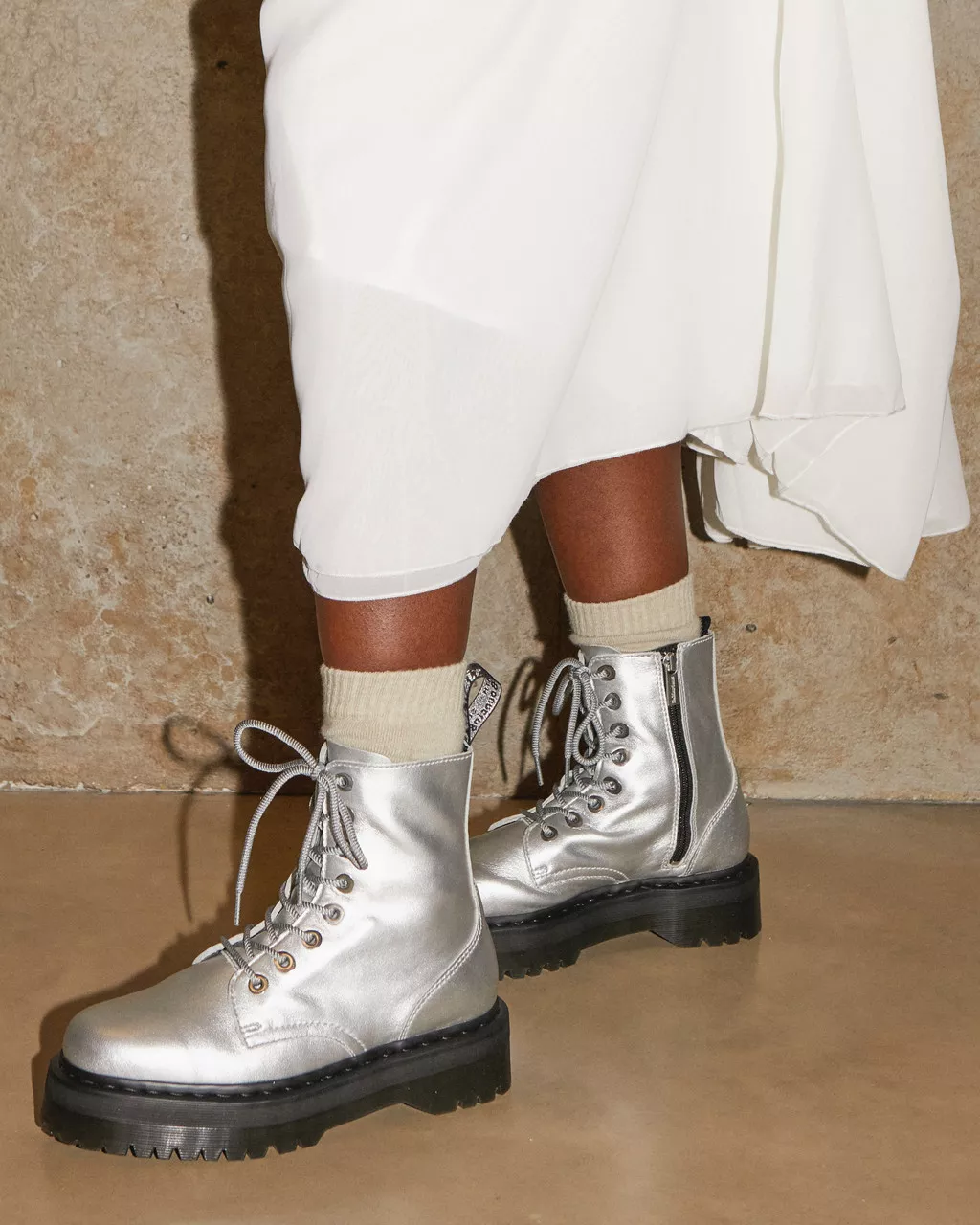 DR MARTENS Jadon Metallic Leather Platform Boots