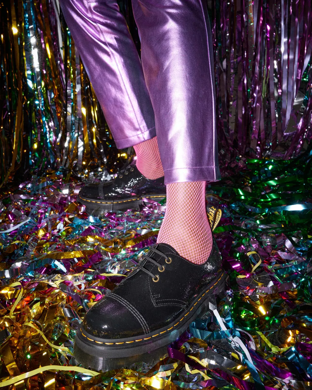 DR MARTENS 1461 Quad Patent Leather Platform Shoes