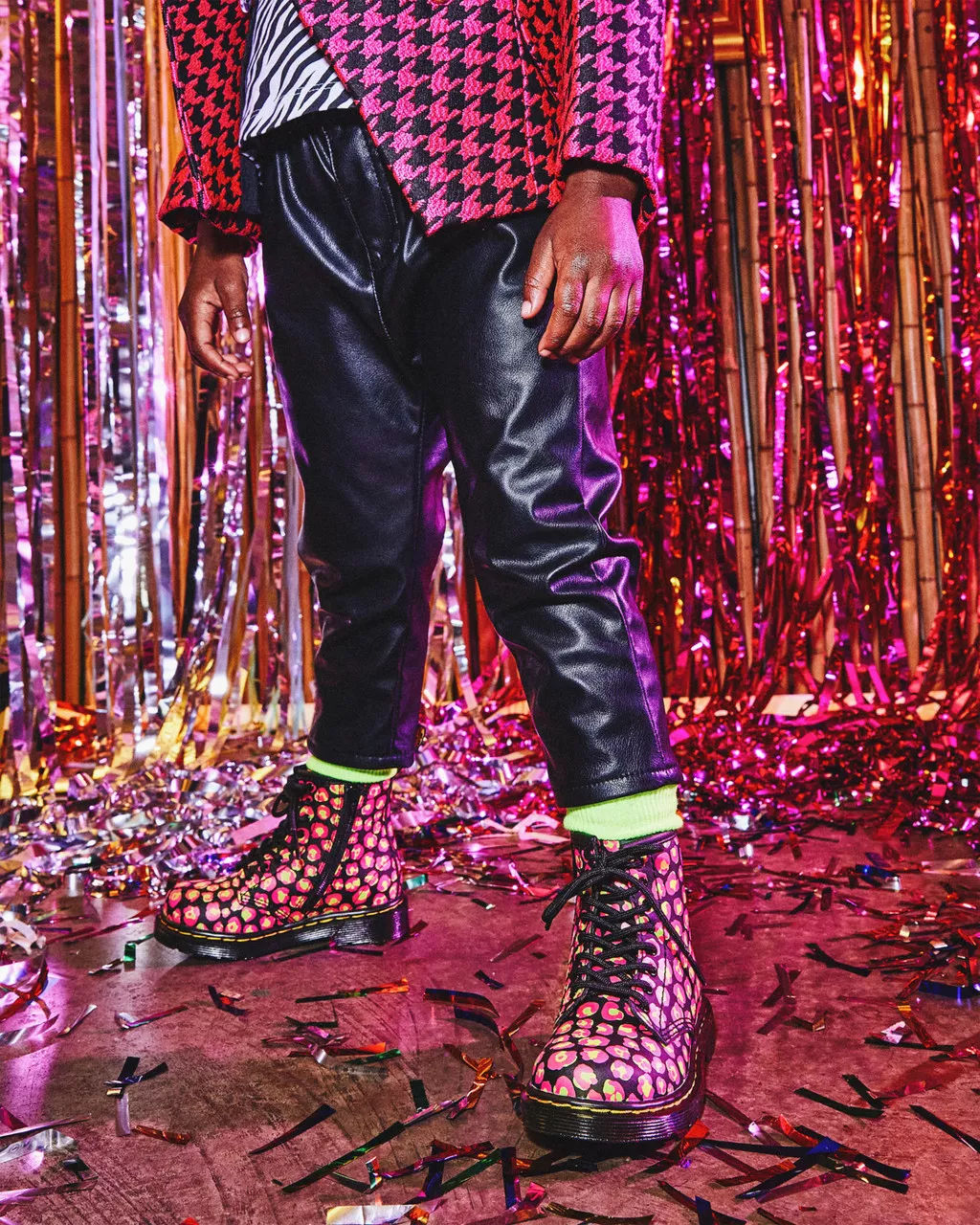 DR MARTENS Toddler 1460 Leopard Hydro Leather Lace Up Boots