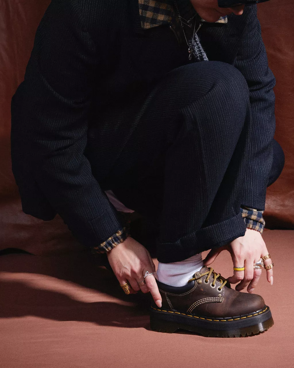 DR MARTENS 8053 Quad II Crazy Horse Leather Platform Shoes