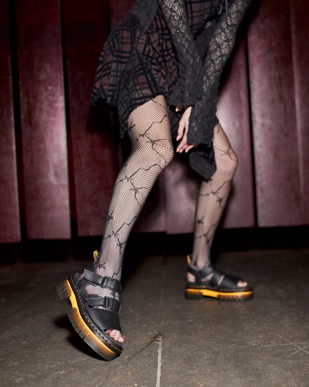 DR MARTENS Ricki Contrast Sole Leather 3-Strap Platform Sandals