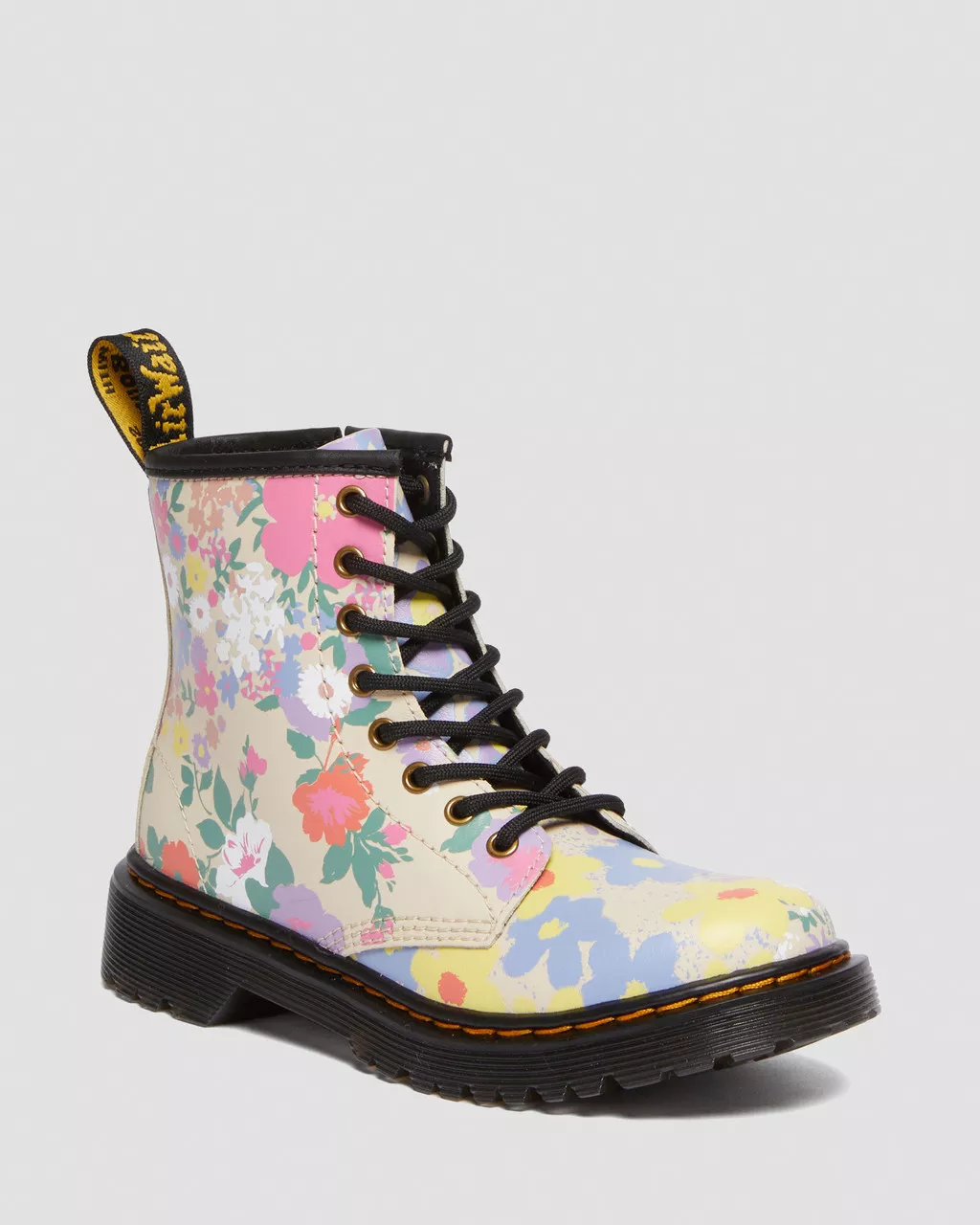 DR MARTENS Junior 1460 Floral Mash Up Hydro Leather Lace Up Boots