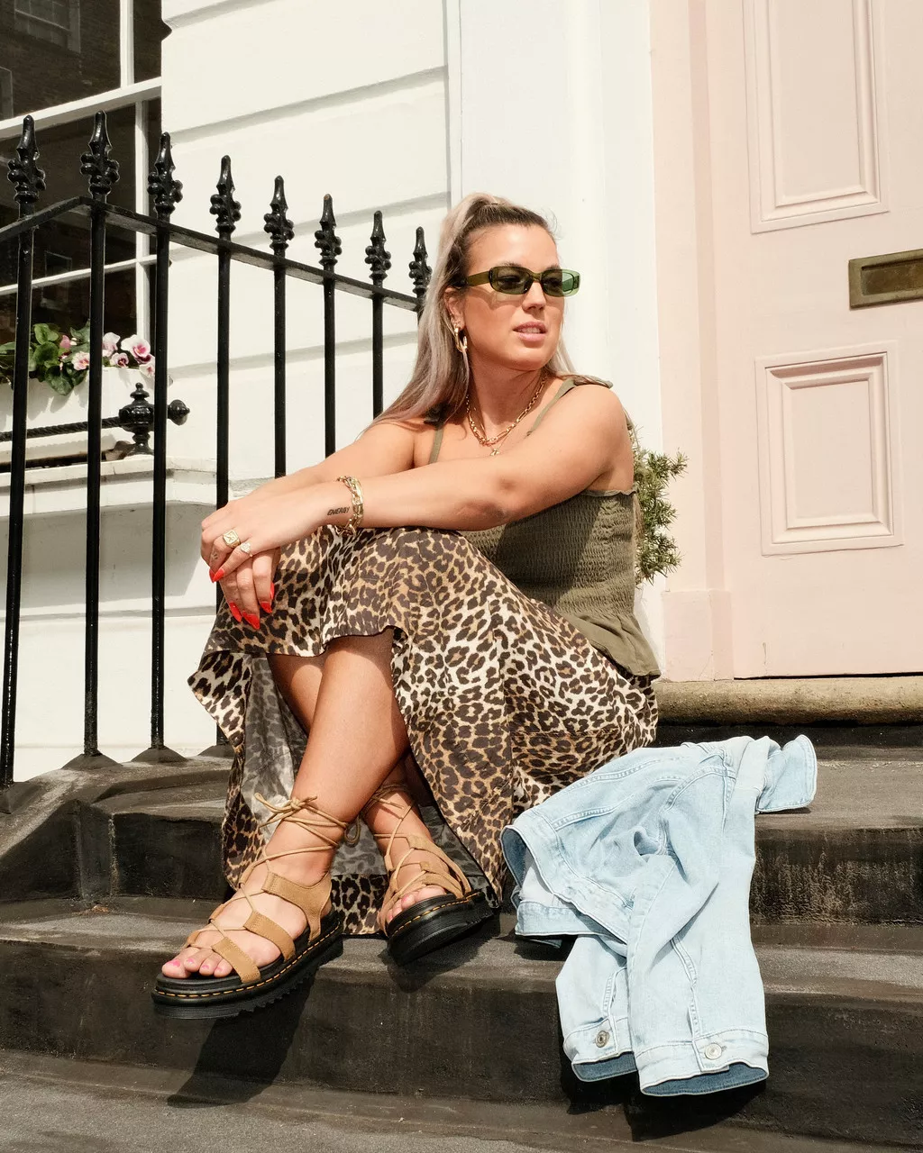 DR MARTENS Nartilla Tumbled Nubuck Leather Gladiator Sandals