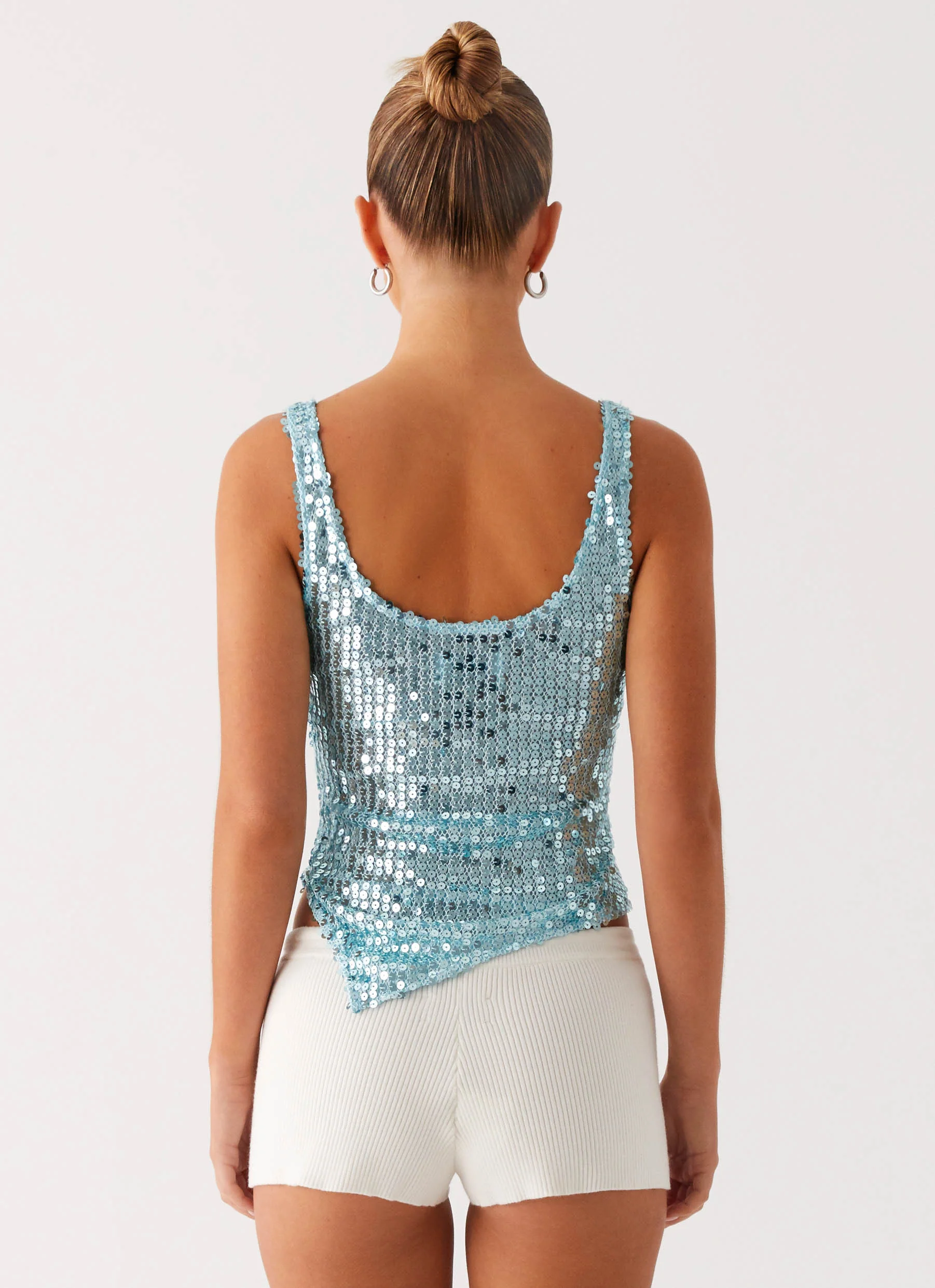 Electra Sequin Tank - Turquoise