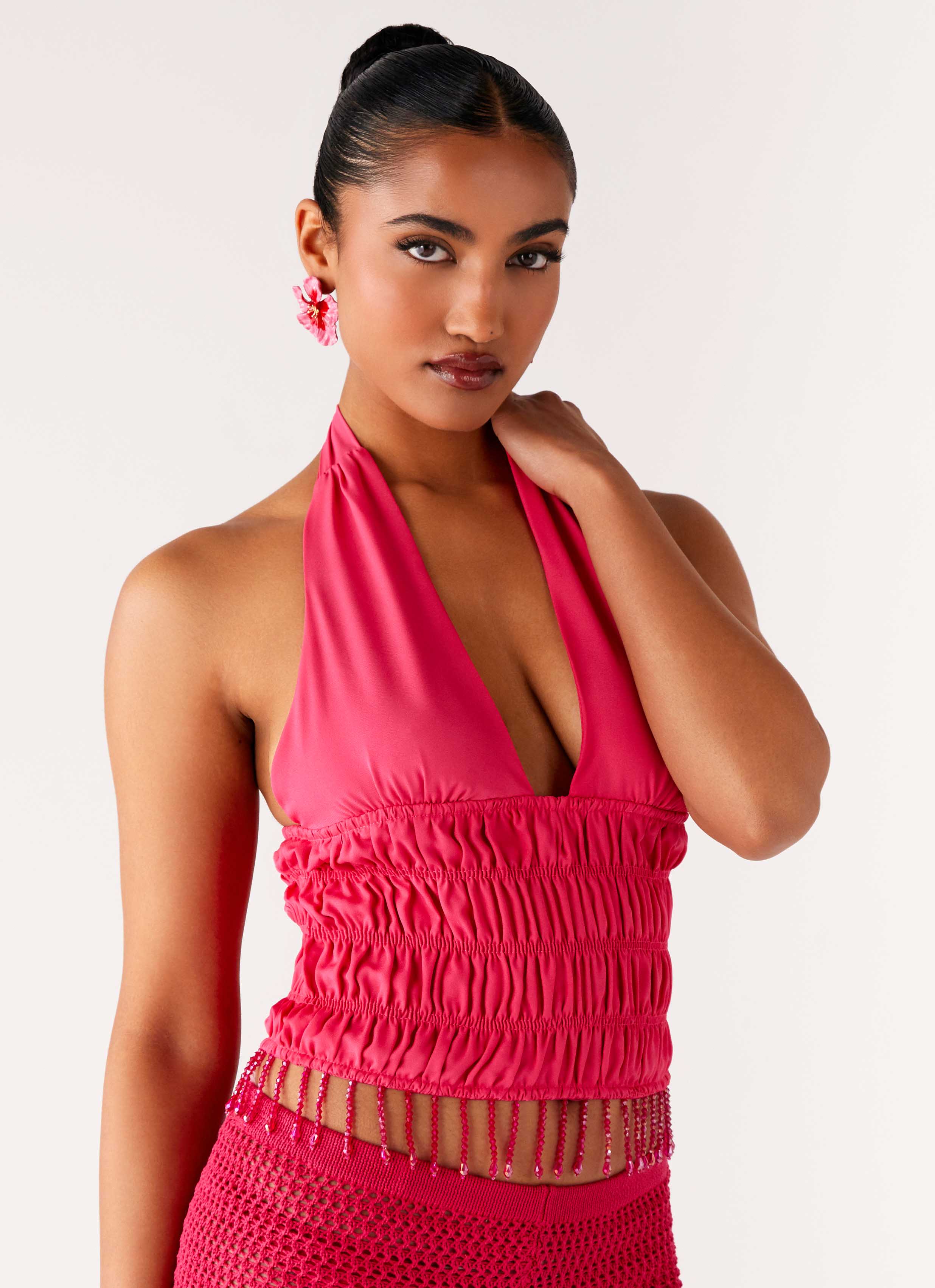 Teuila Beaded Top - Fuchsia