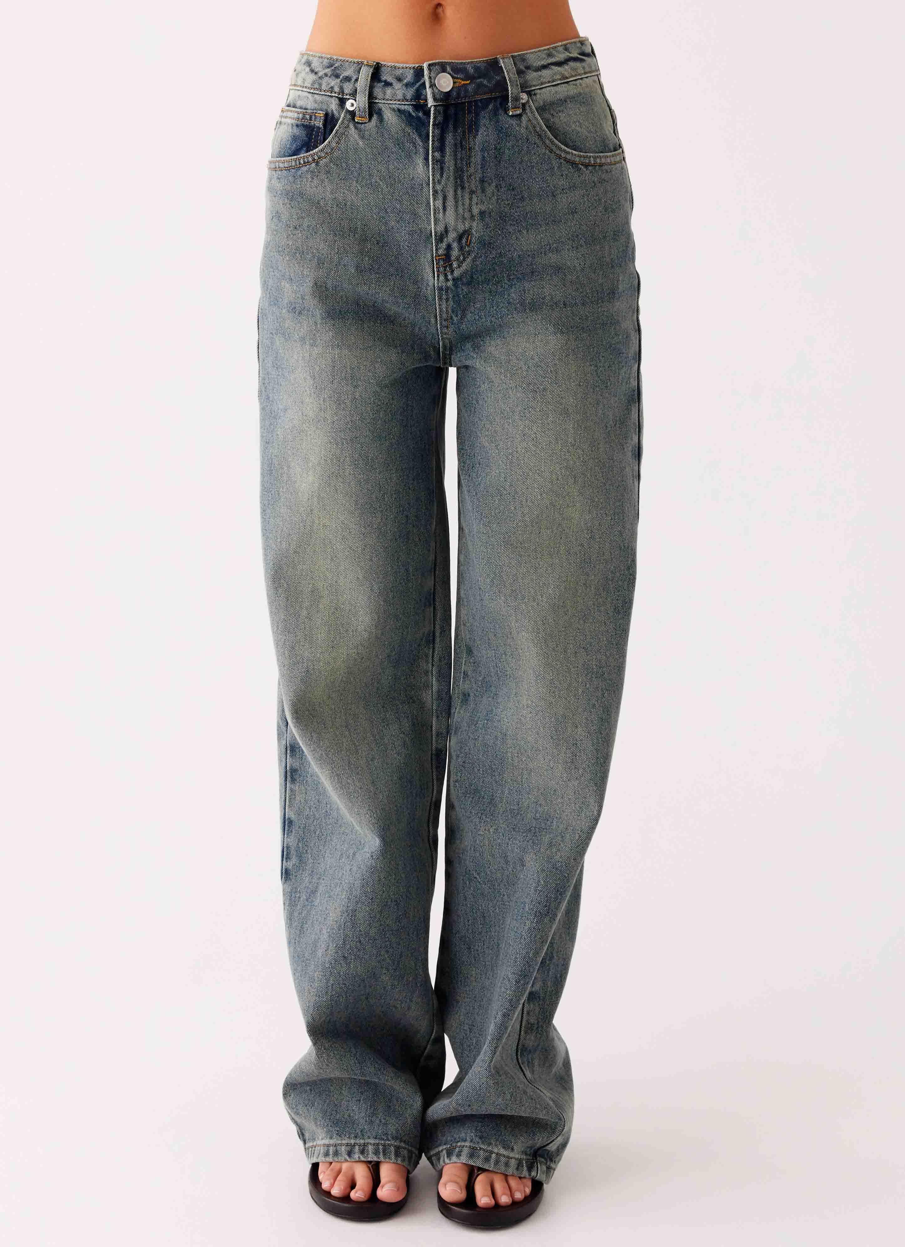 Back Again Straight Leg Denim Jeans - Dirty Wash