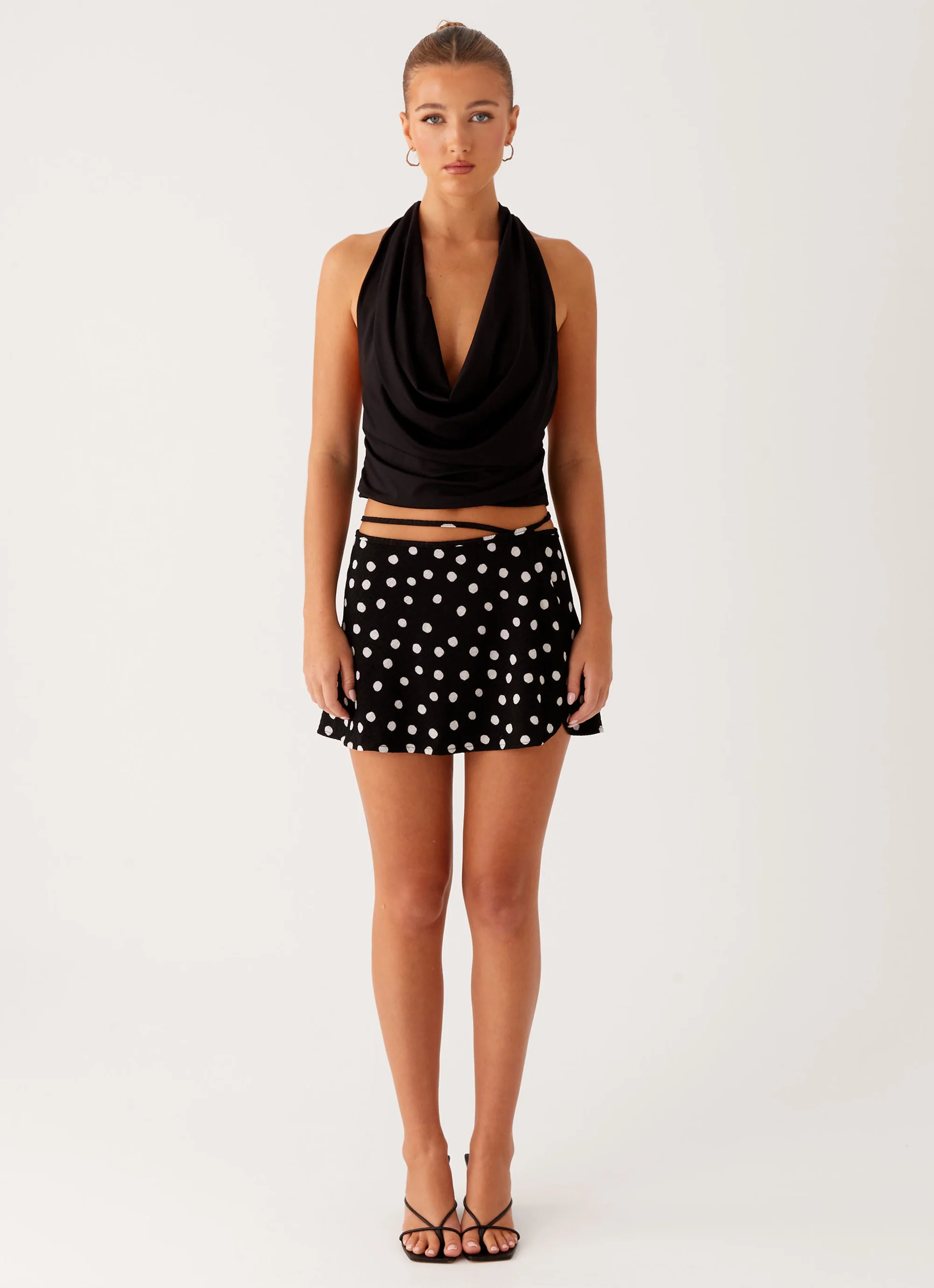 Walker Mini Skirt - Black Polka Dot