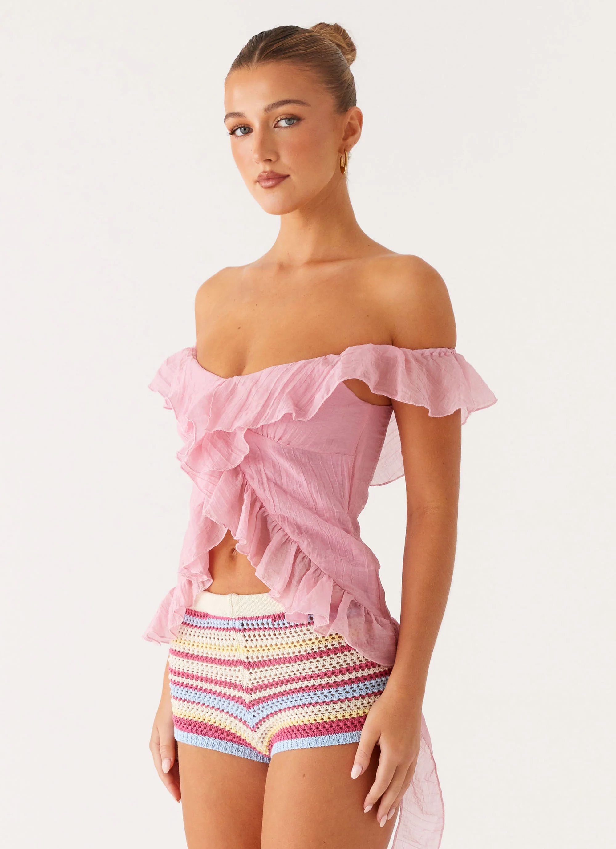 Dylan Off Shoulder Top - Pink