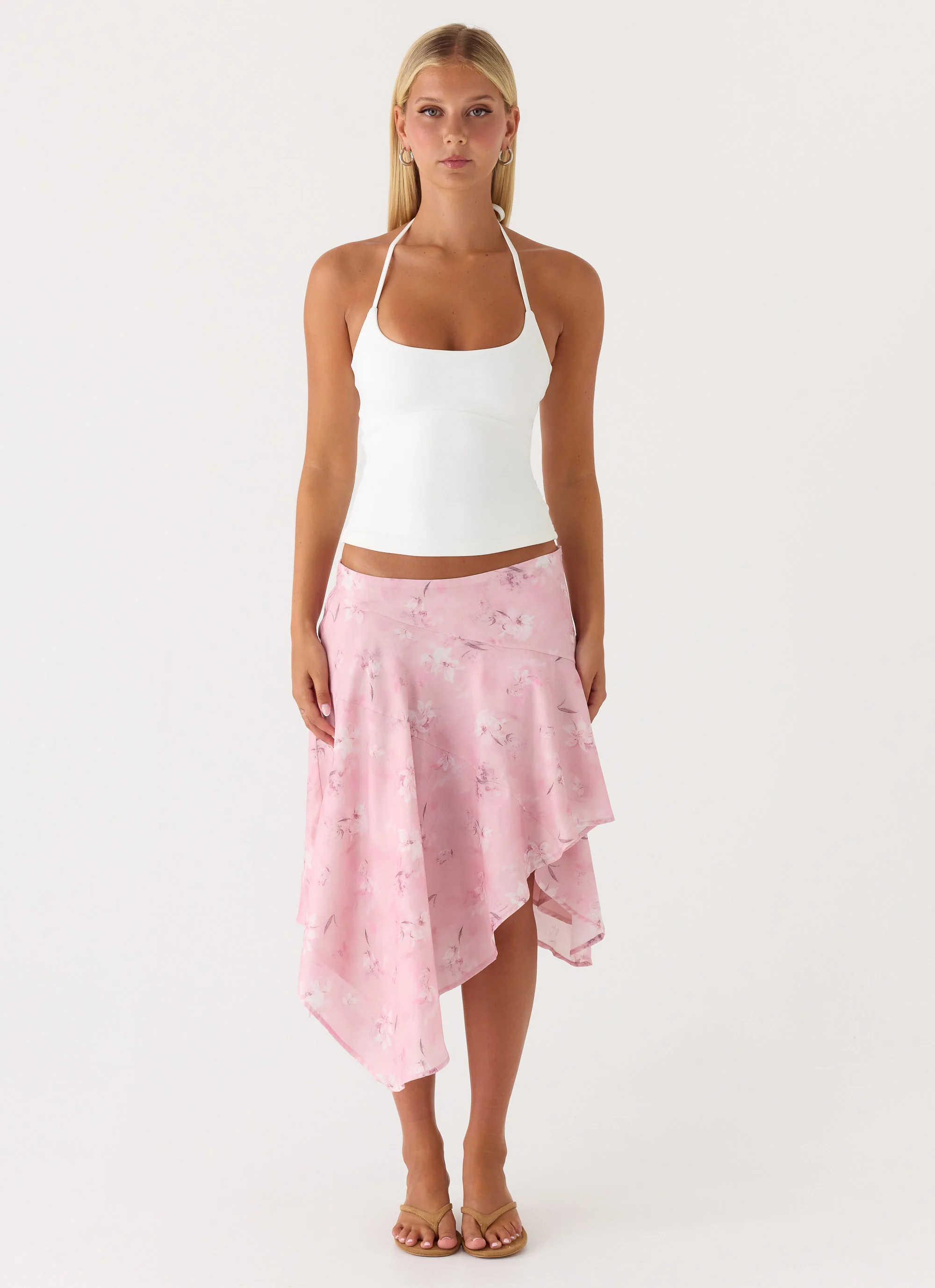 Kia Low Rise Asymmetrical Midi Skirt - Vintage Floral