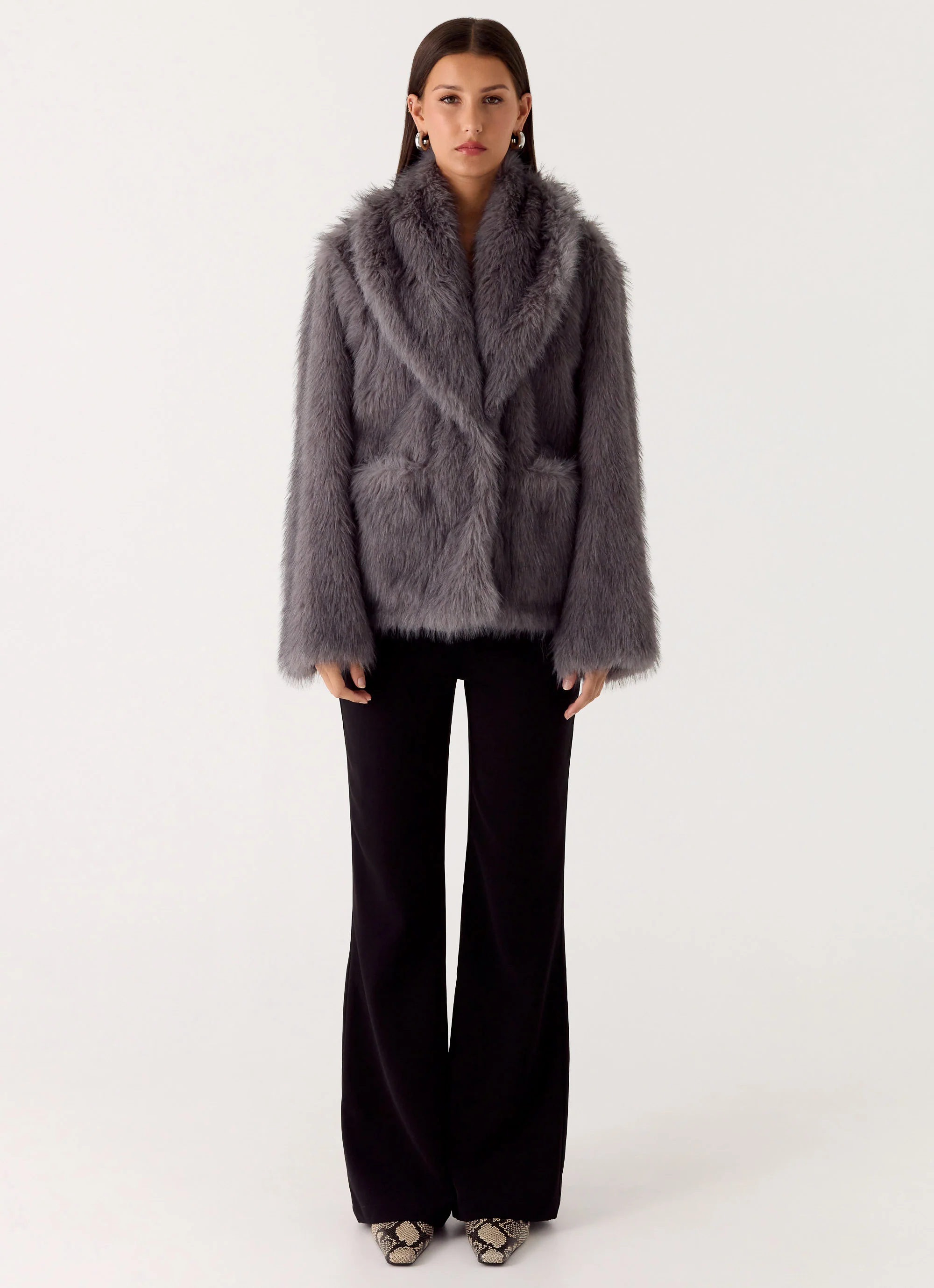 Katiana Faux Fur Jacket - Grey