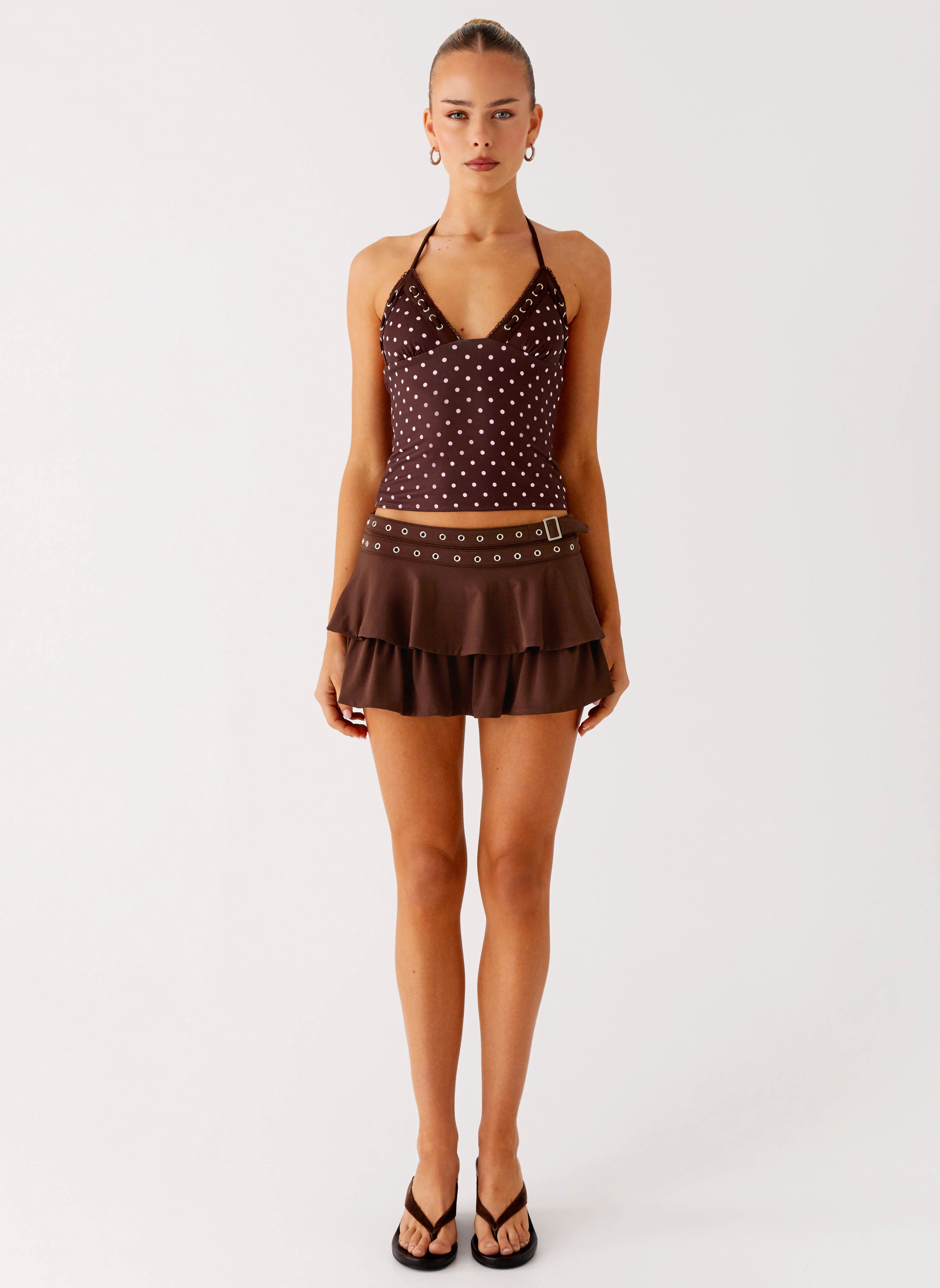 Prologue Belt Mini Skort - Chocolate
