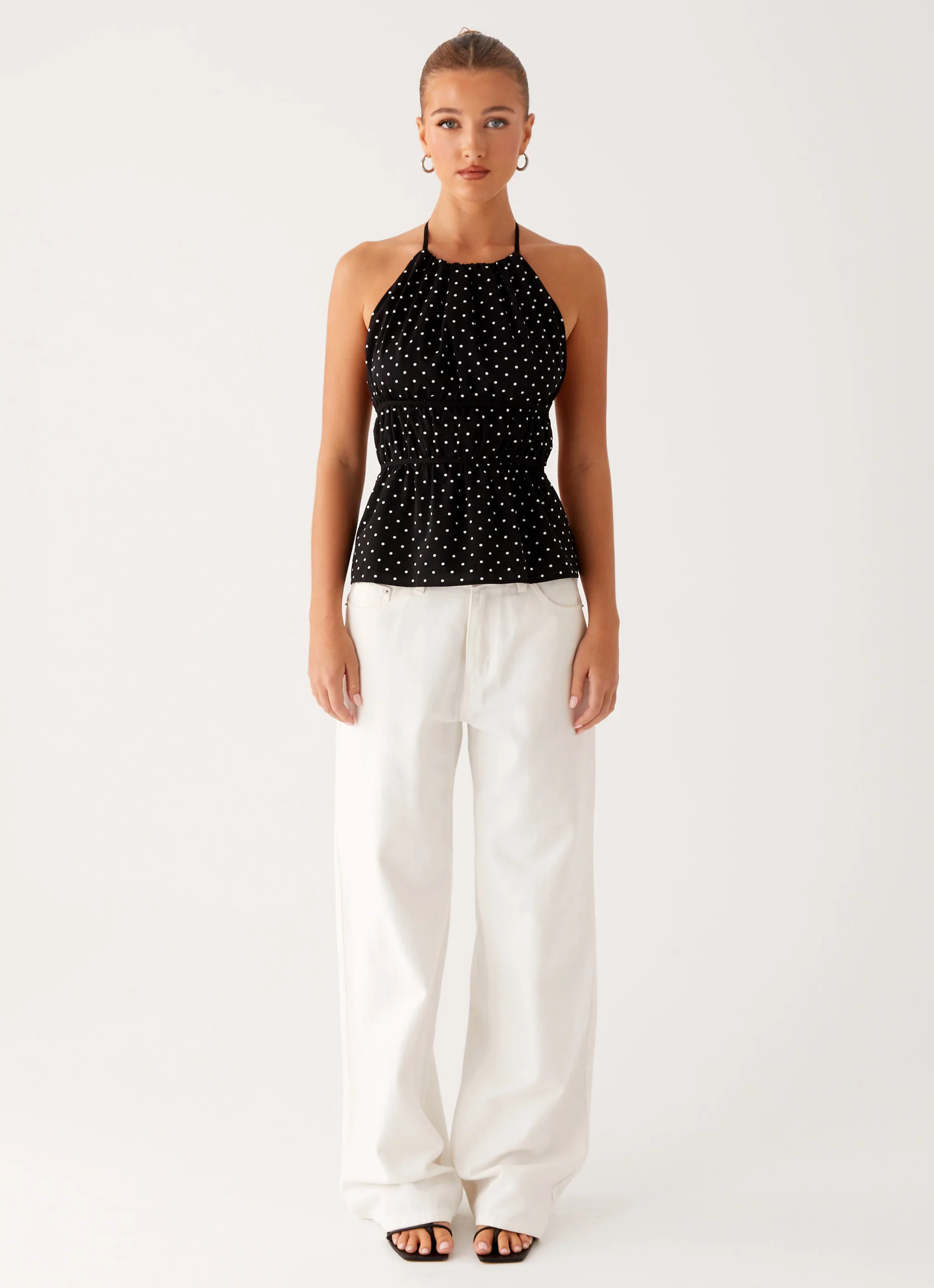 Sergio Halter Top - Black Polka Dot