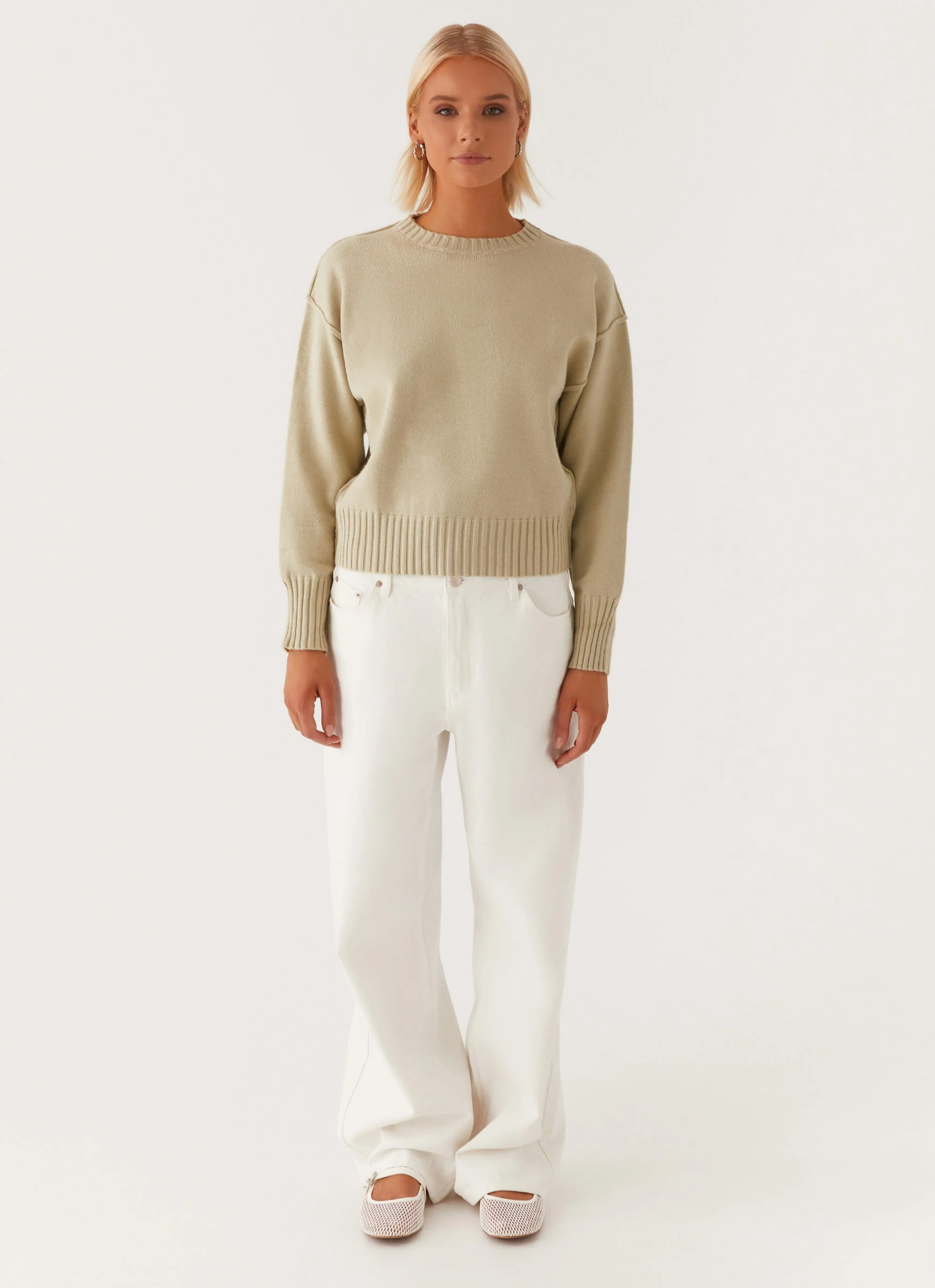 Thelma Oversized Knit Sweater - Pastel Green