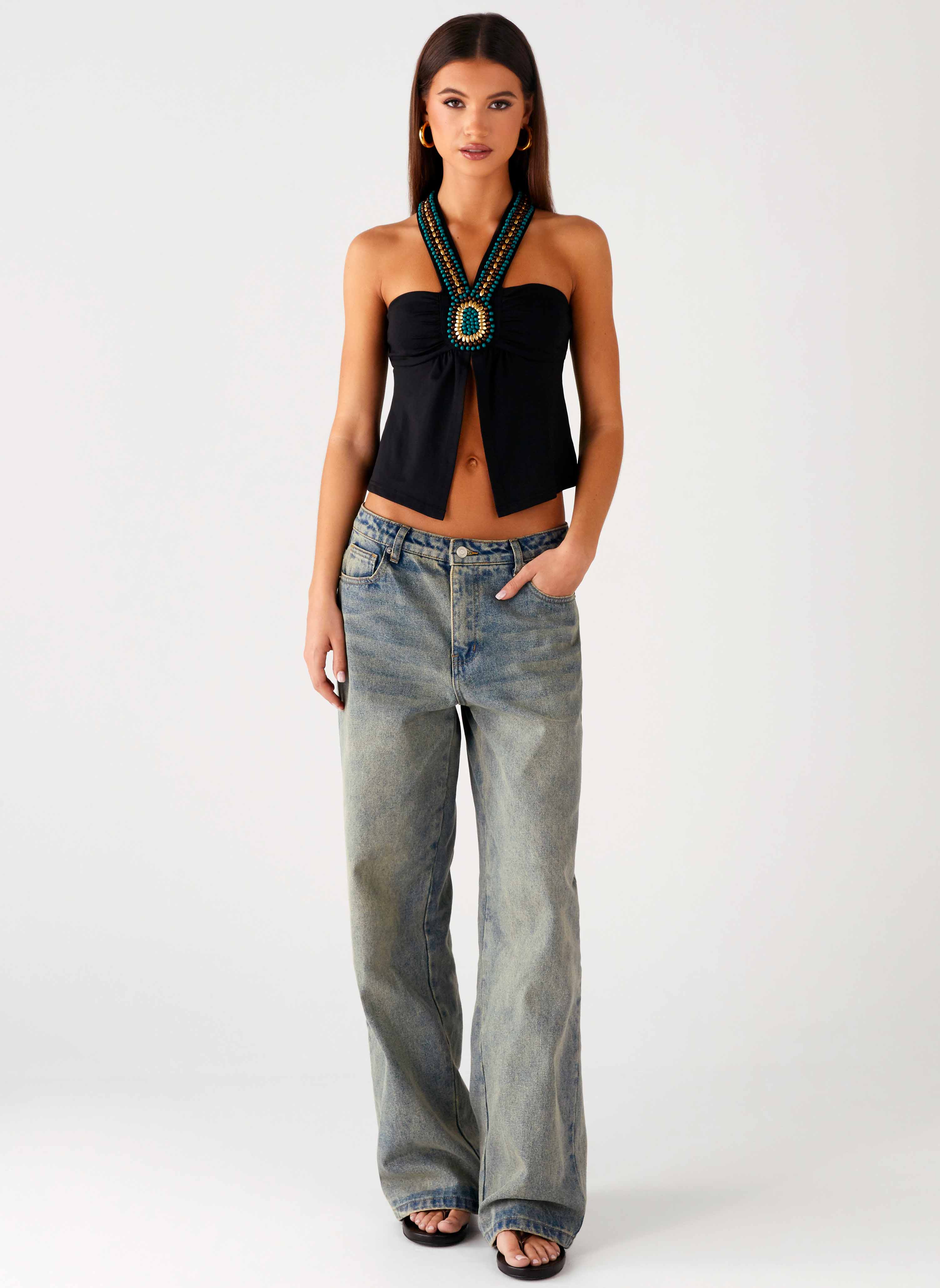 Boheme Breeze Halter Top - Black