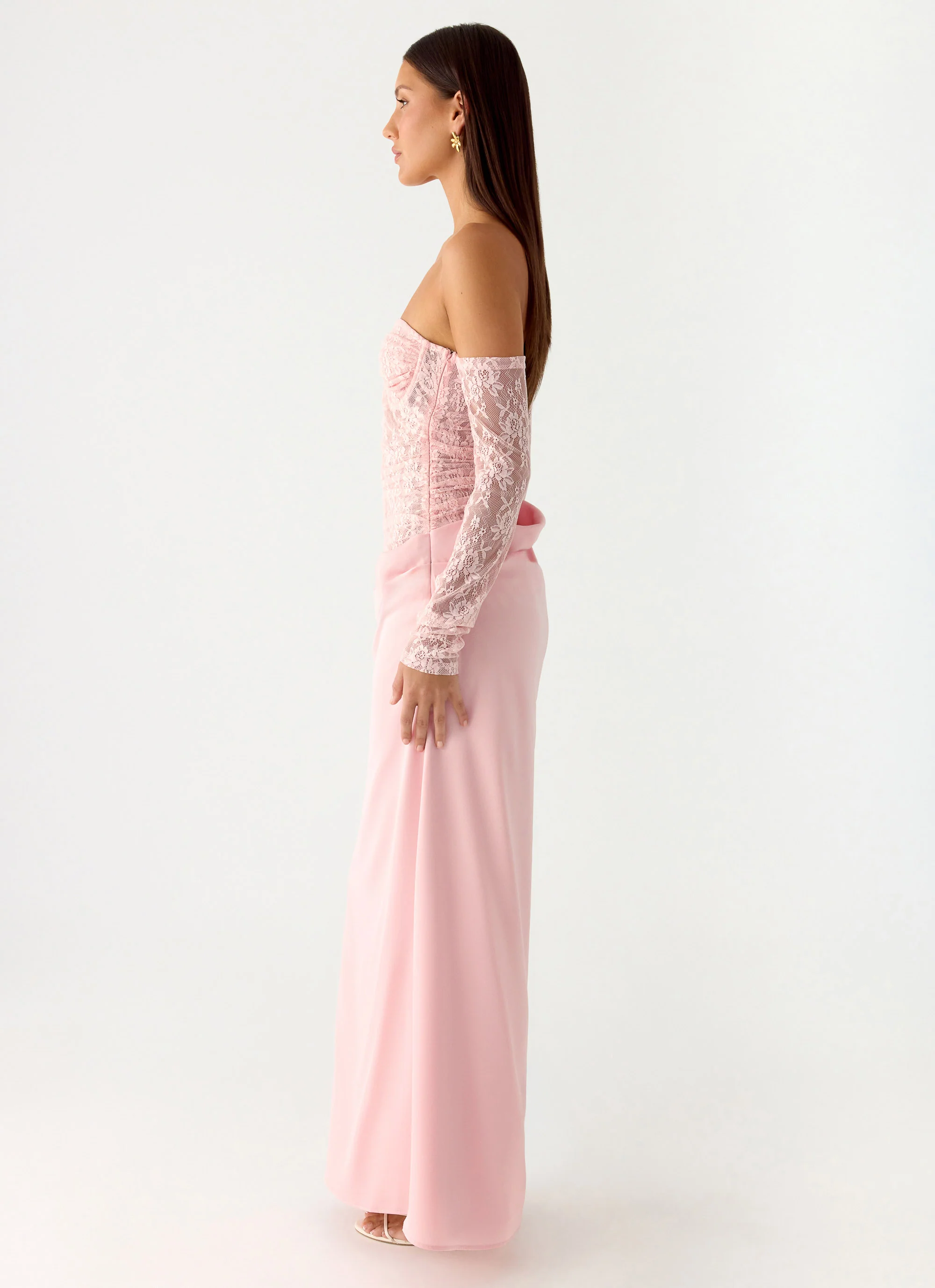 Kaina Off Shoulder Maxi Dress - Pink