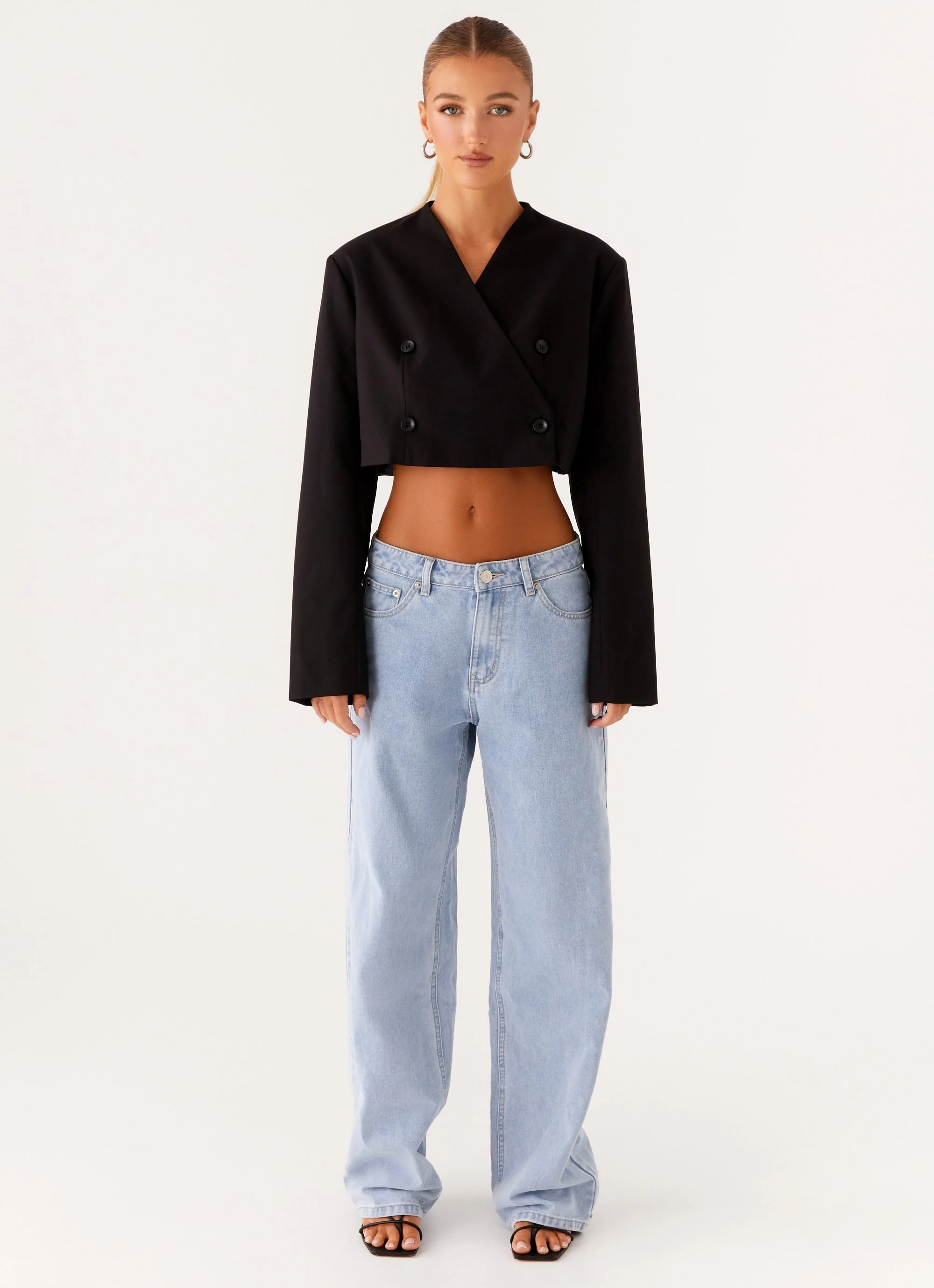Giana Cropped Blazer - Black