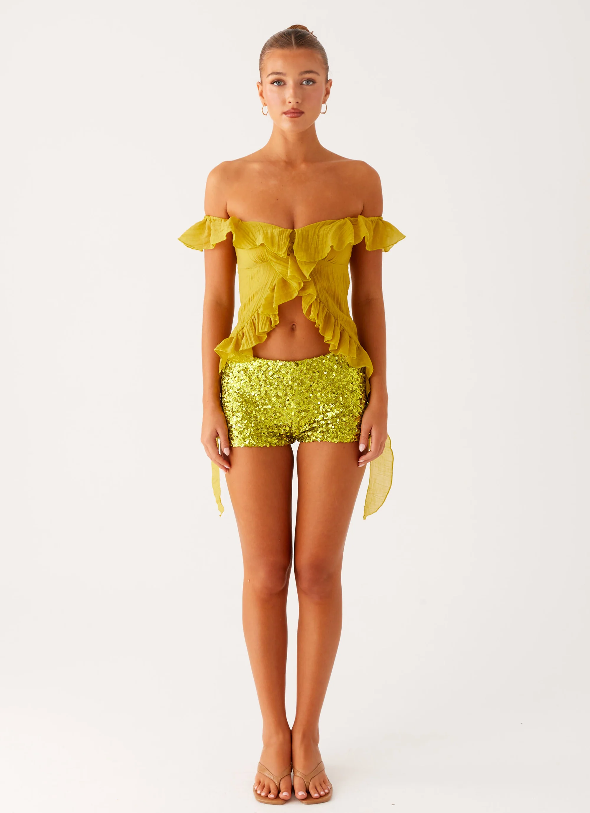 Dylan Off Shoulder Top - Lime
