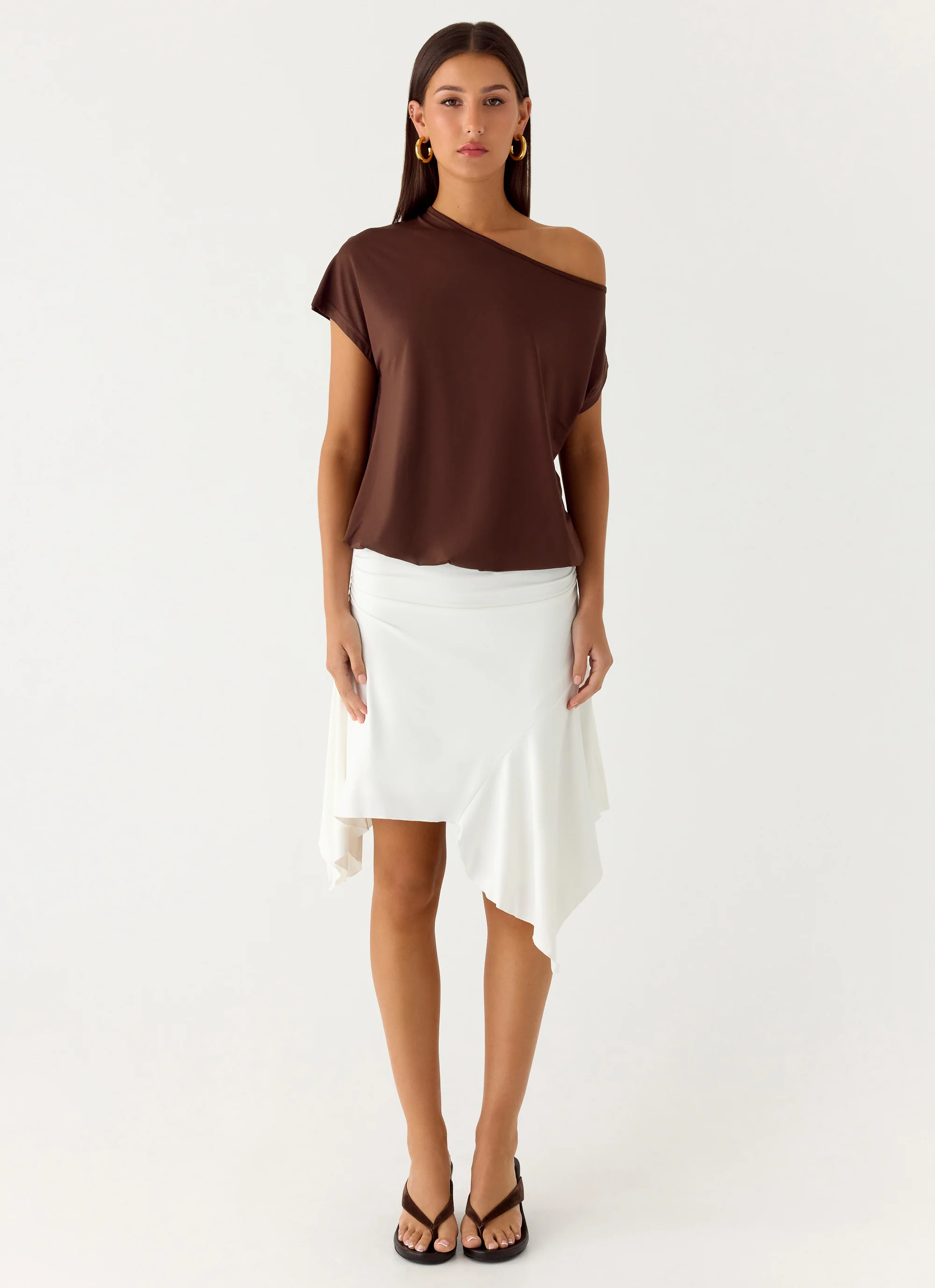 Raeni Off Shoulder Top - Chocolate
