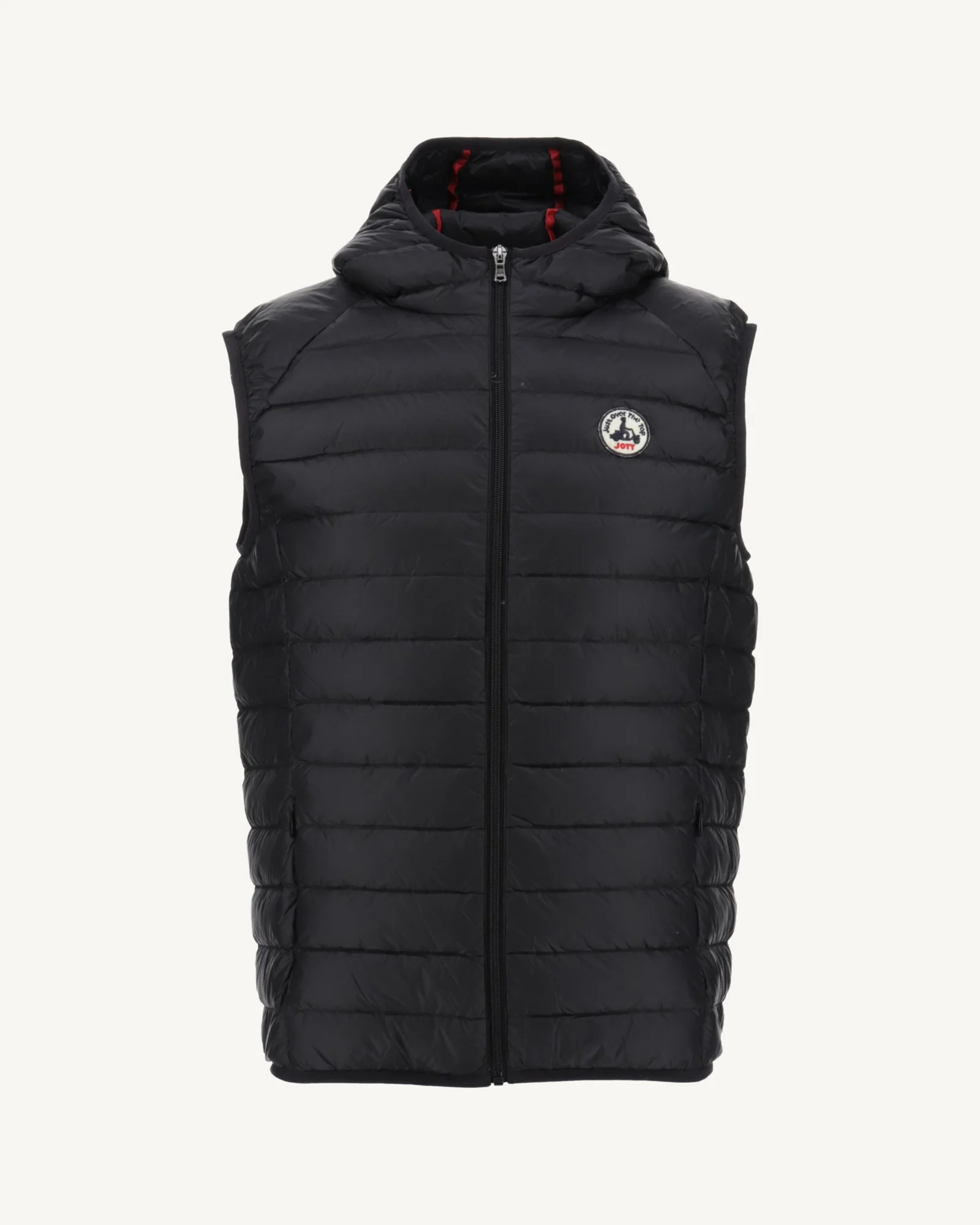Black Pat sleeveless hooded down jacket