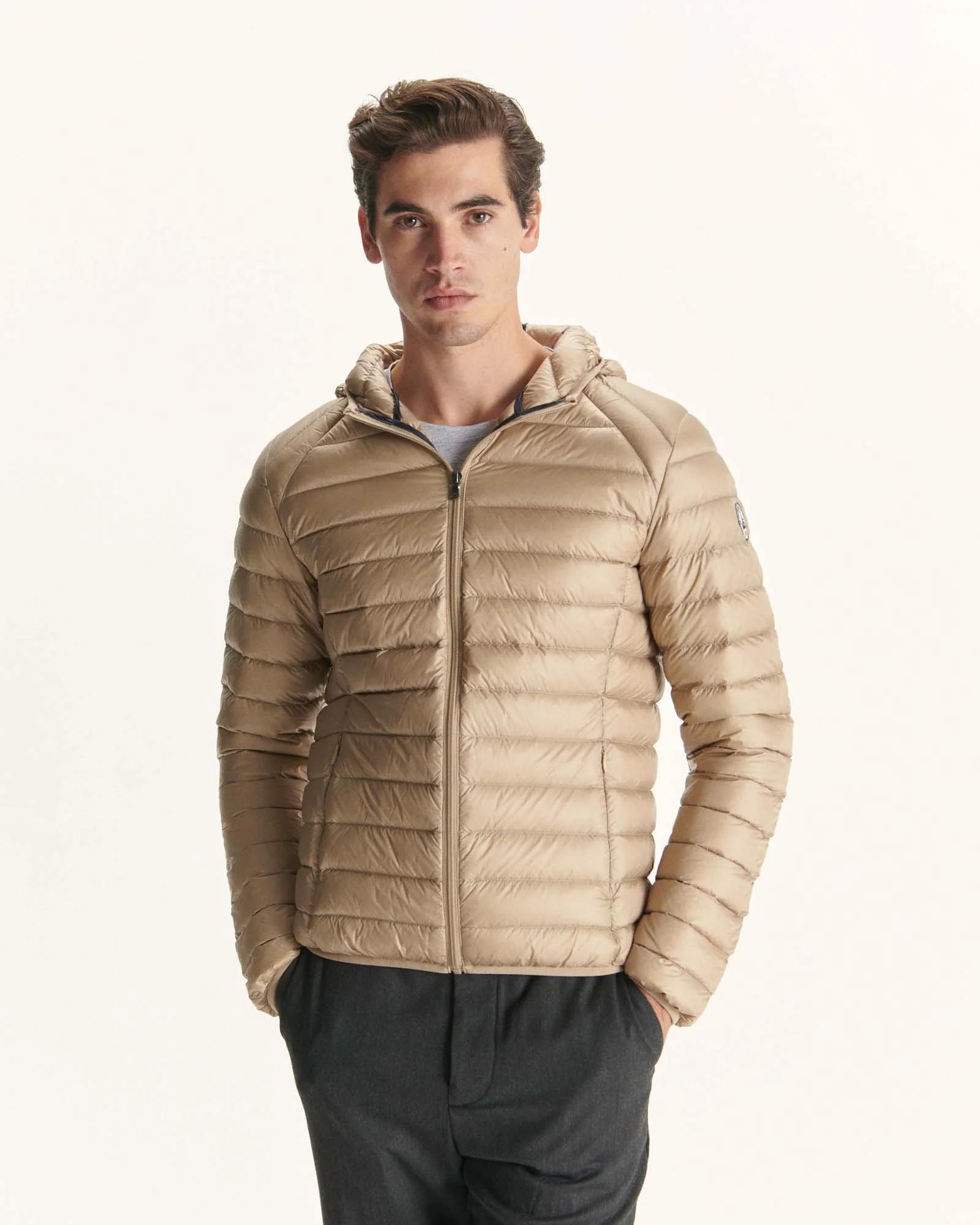 Light hooded down jacket Beige Nico