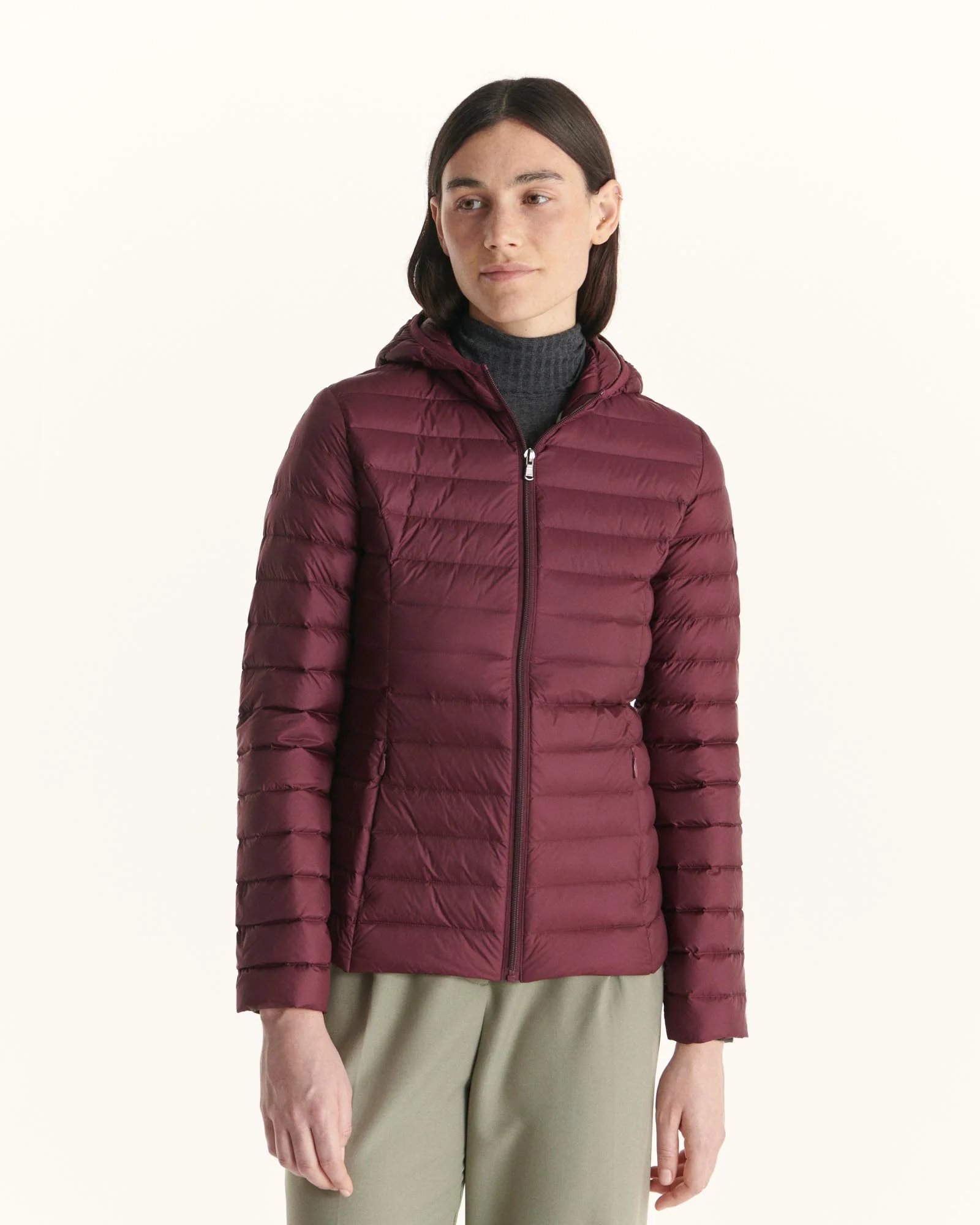 Lightweight hooded down jacket Aubergine Cloe