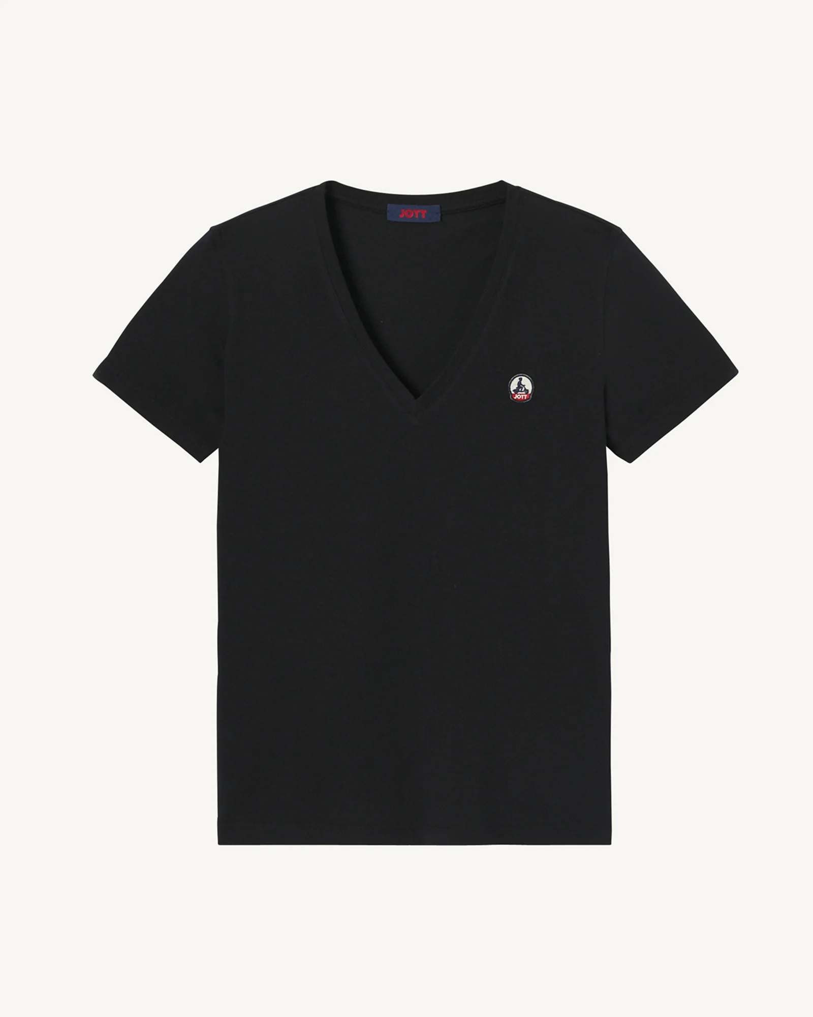 Plain V-neck T-shirt in organic cotton Black Cancun 2.0