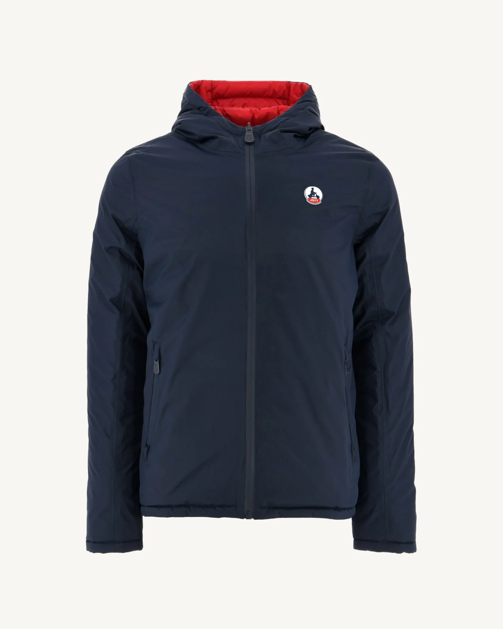 Reversible hooded down jacket Navy/Red Bergen
