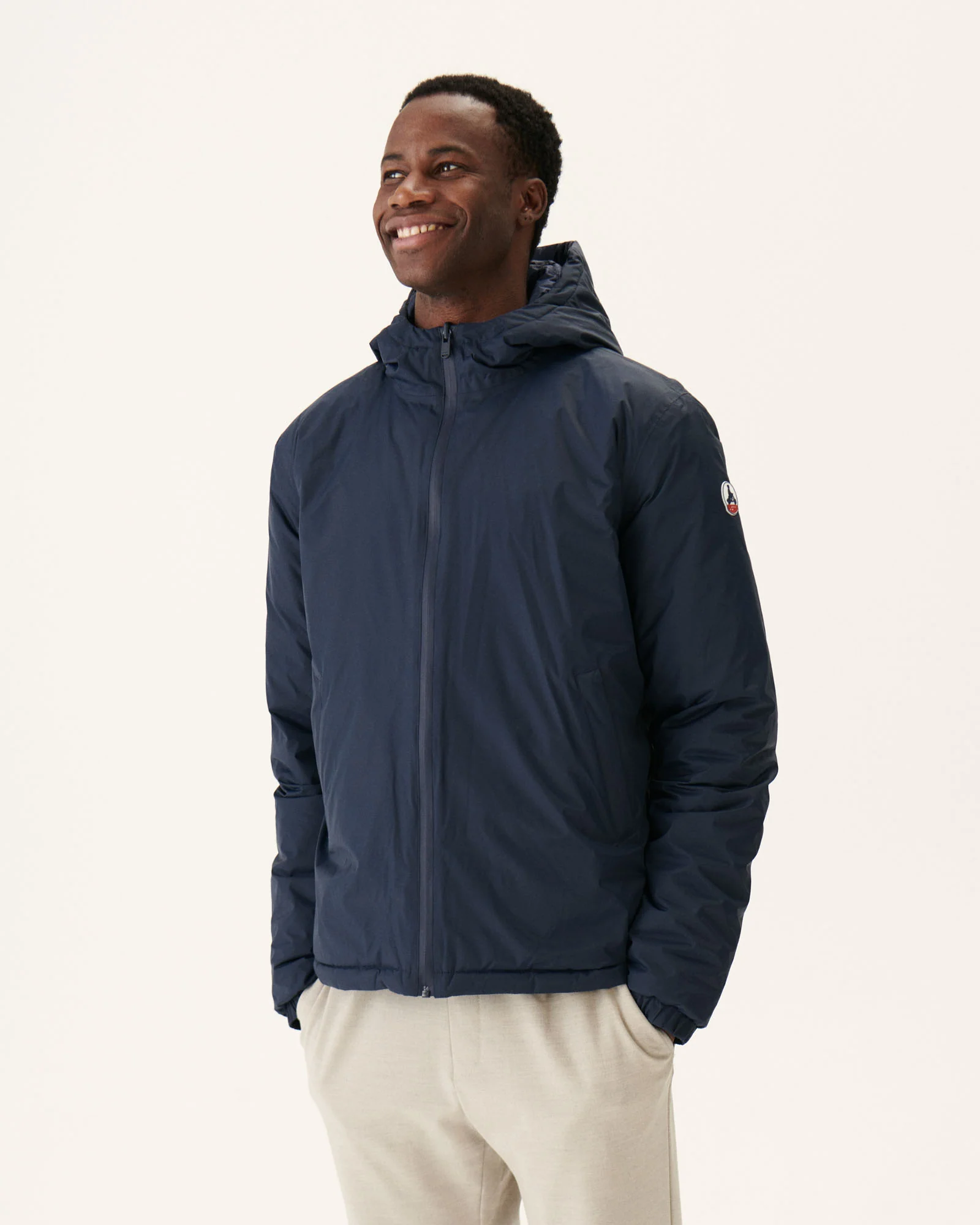 Reversible hooded down jacket Marine Bergen