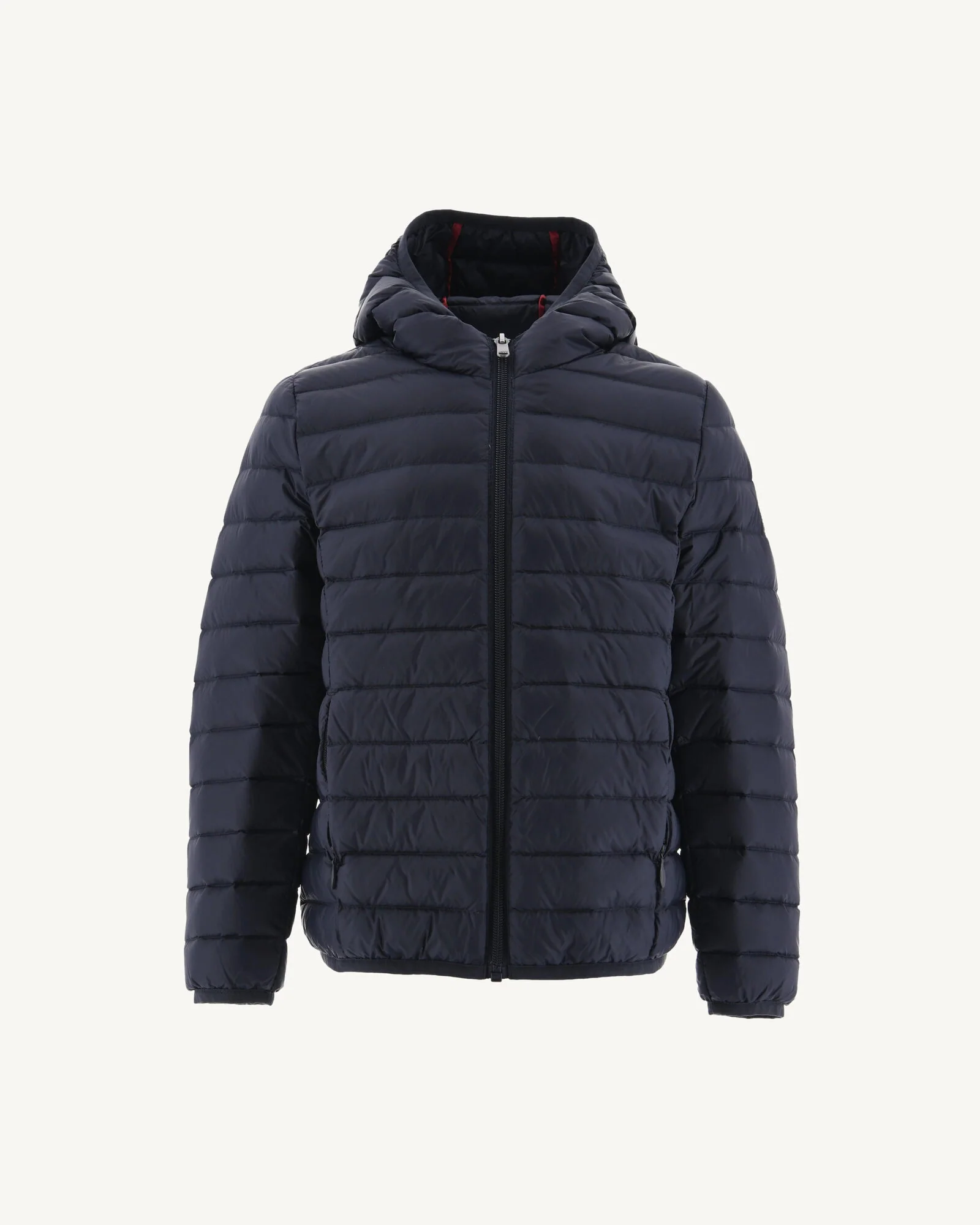 Navy Hugo children's lightweight hooded down jacket