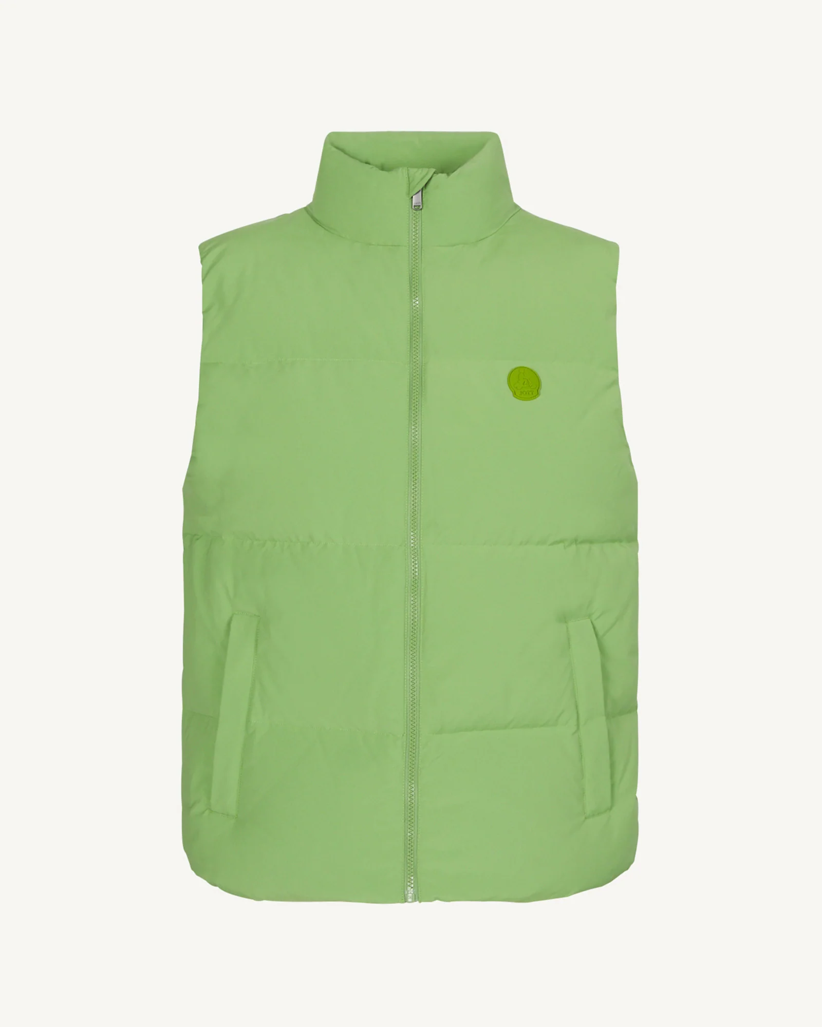 Down jacket mixed sleeveless spirit 'Puffer' Fern green Nagano