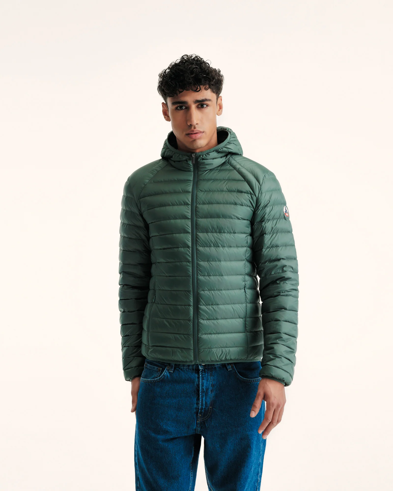 Down jacket light Celadon green hoodie Nico