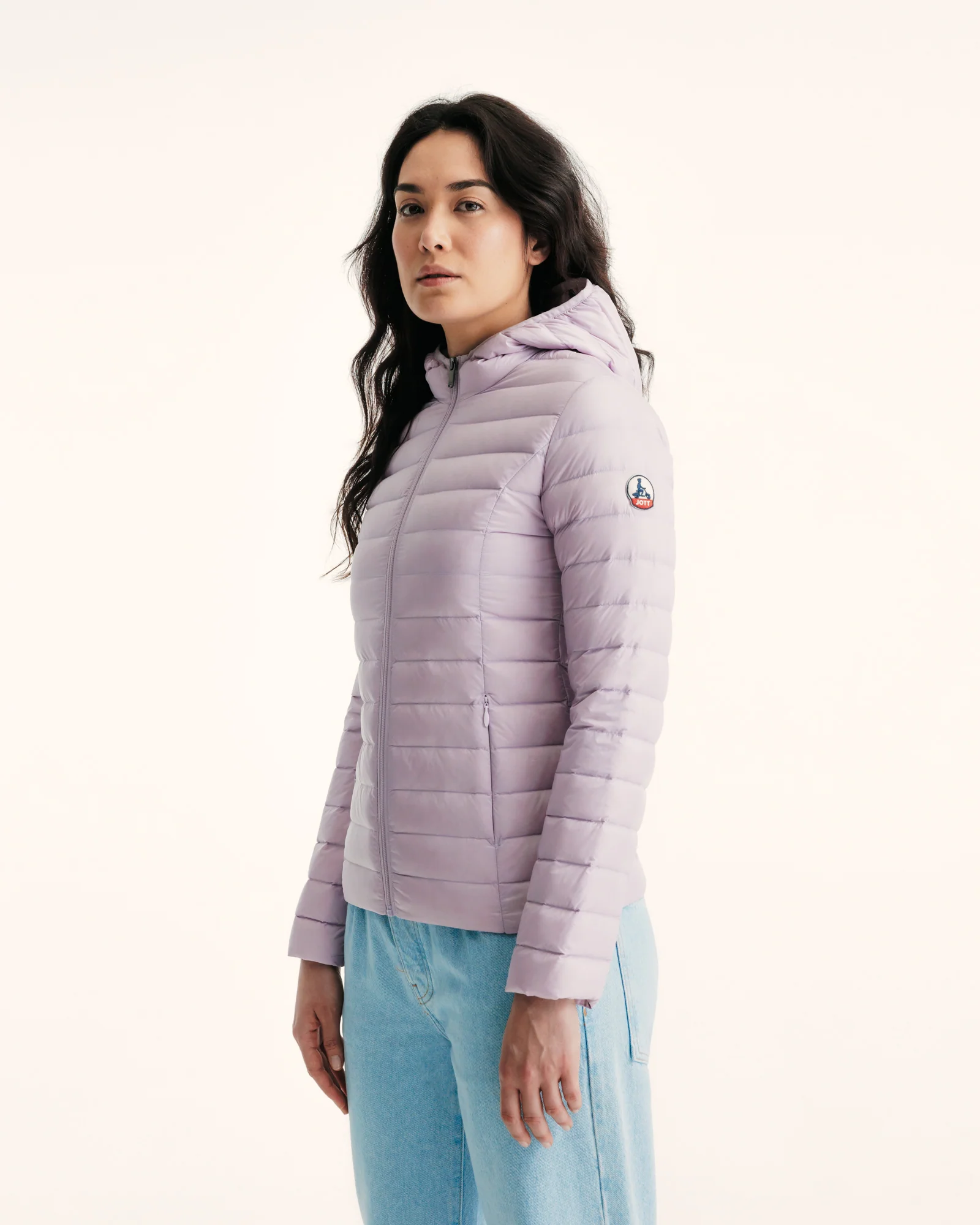 Down jacket light Cloe pale mauve hoodie