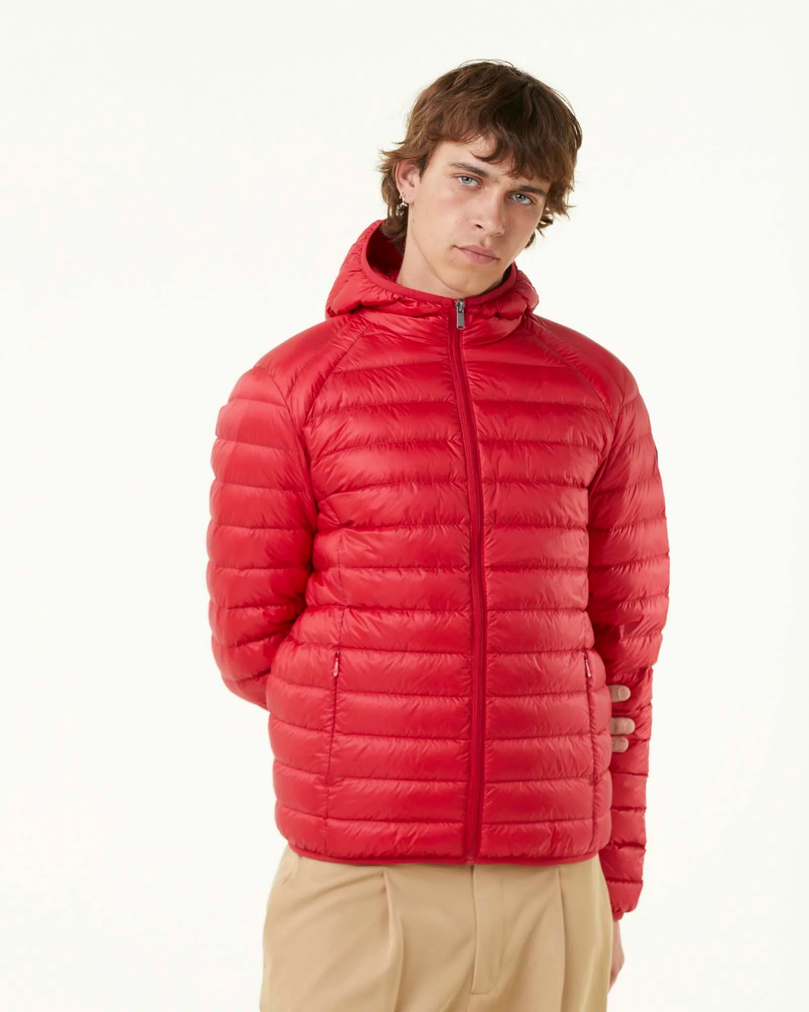 Light hooded puffer jacket Red Nico