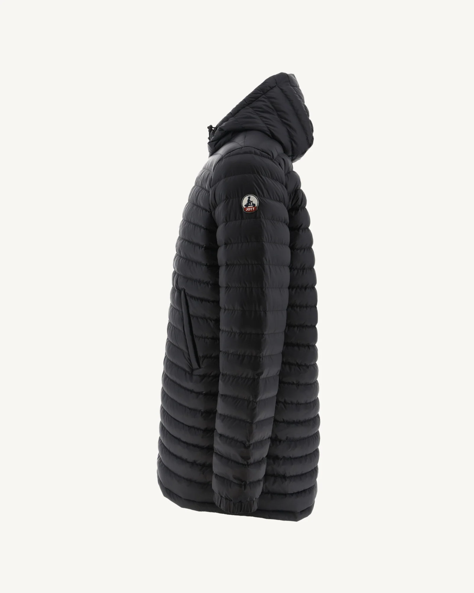Long reversible hooded down jacket Black/Light gray Amsterdam
