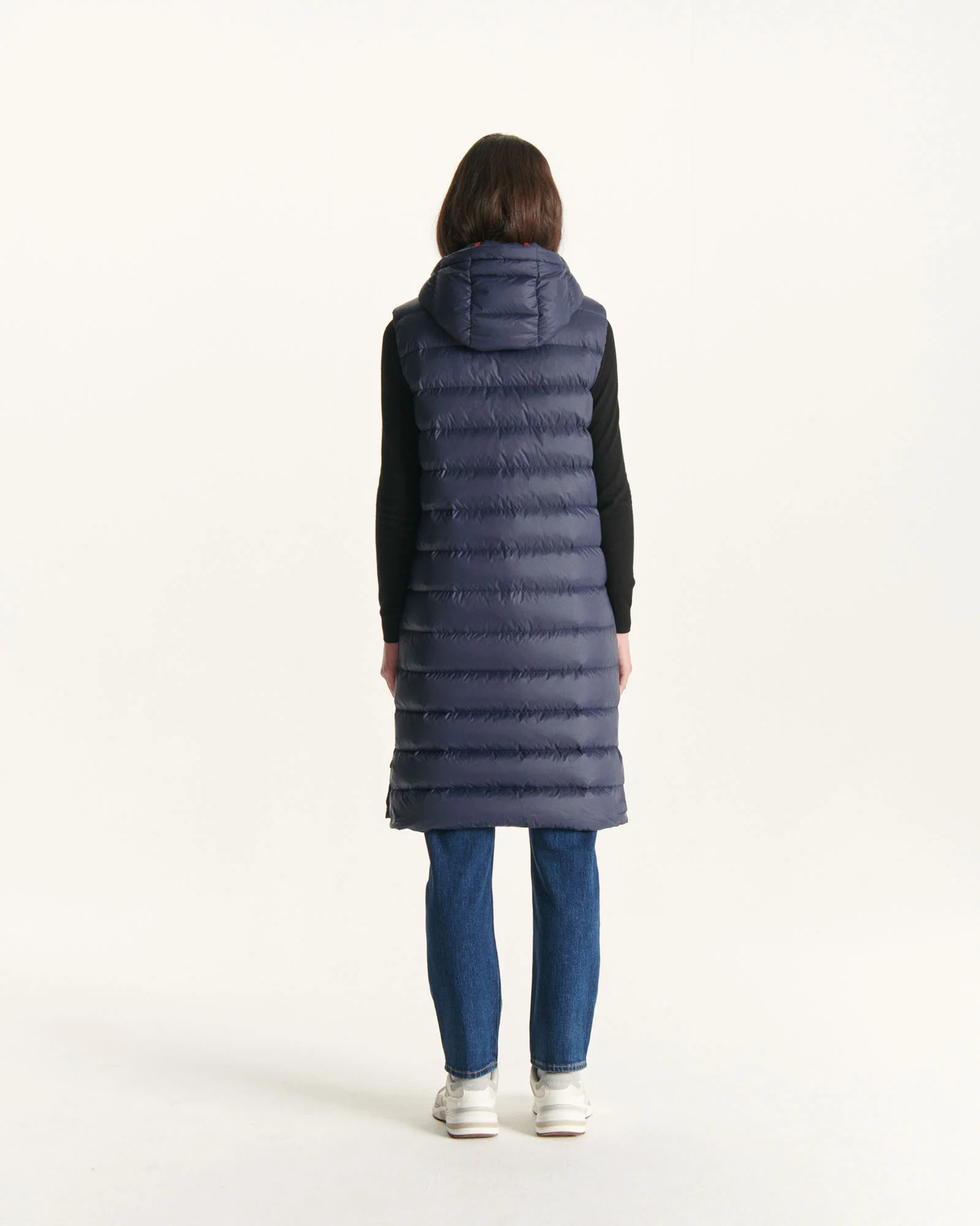 Down jacket long straight hooded Aubergine Lola