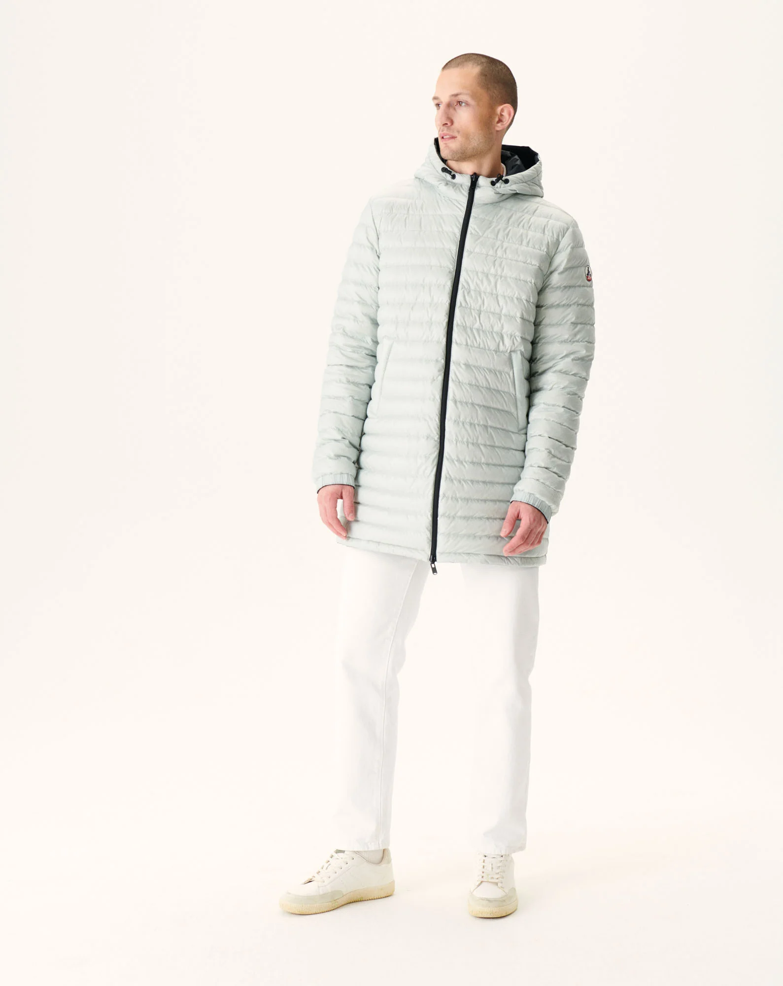 Long reversible hooded down jacket Black/Light gray Amsterdam