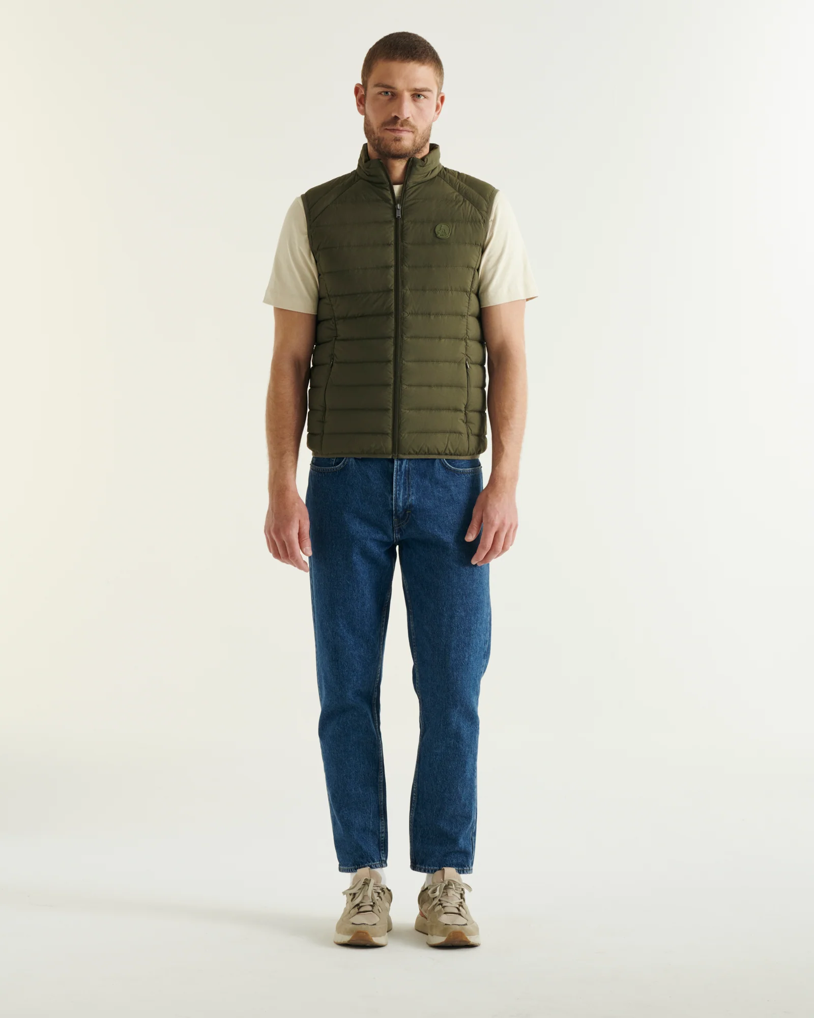 Down jacket sleeveless stretch Marine Arafo