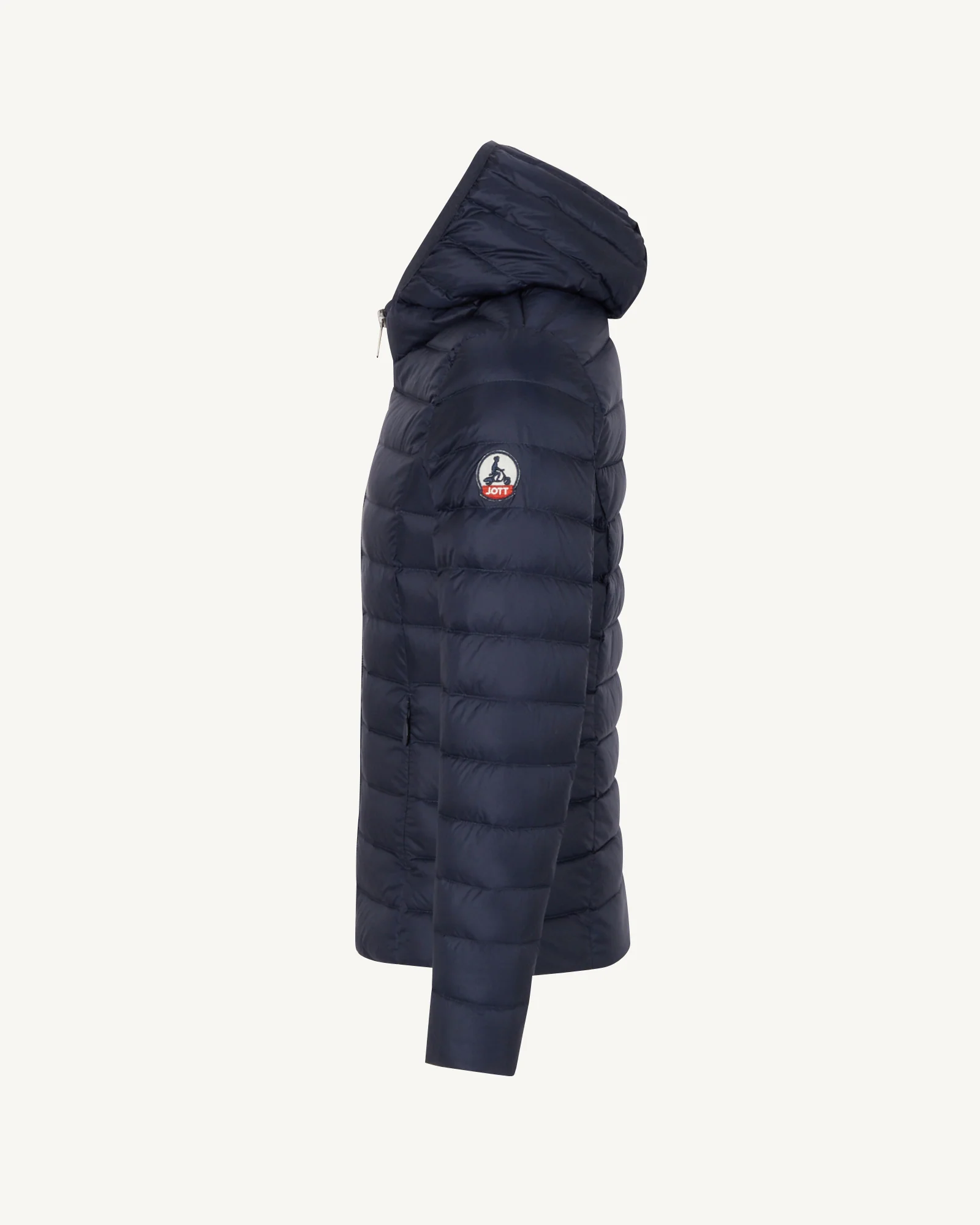 Navy Carla children's lightweight hooded down jacket